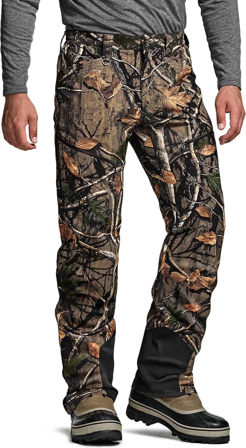 CQR Mens Softshell Fleece Lined Winter Hiking Pants, Water Resistant Insulated Thermal, Outdoor Tactical Warm Snow Ski Pants