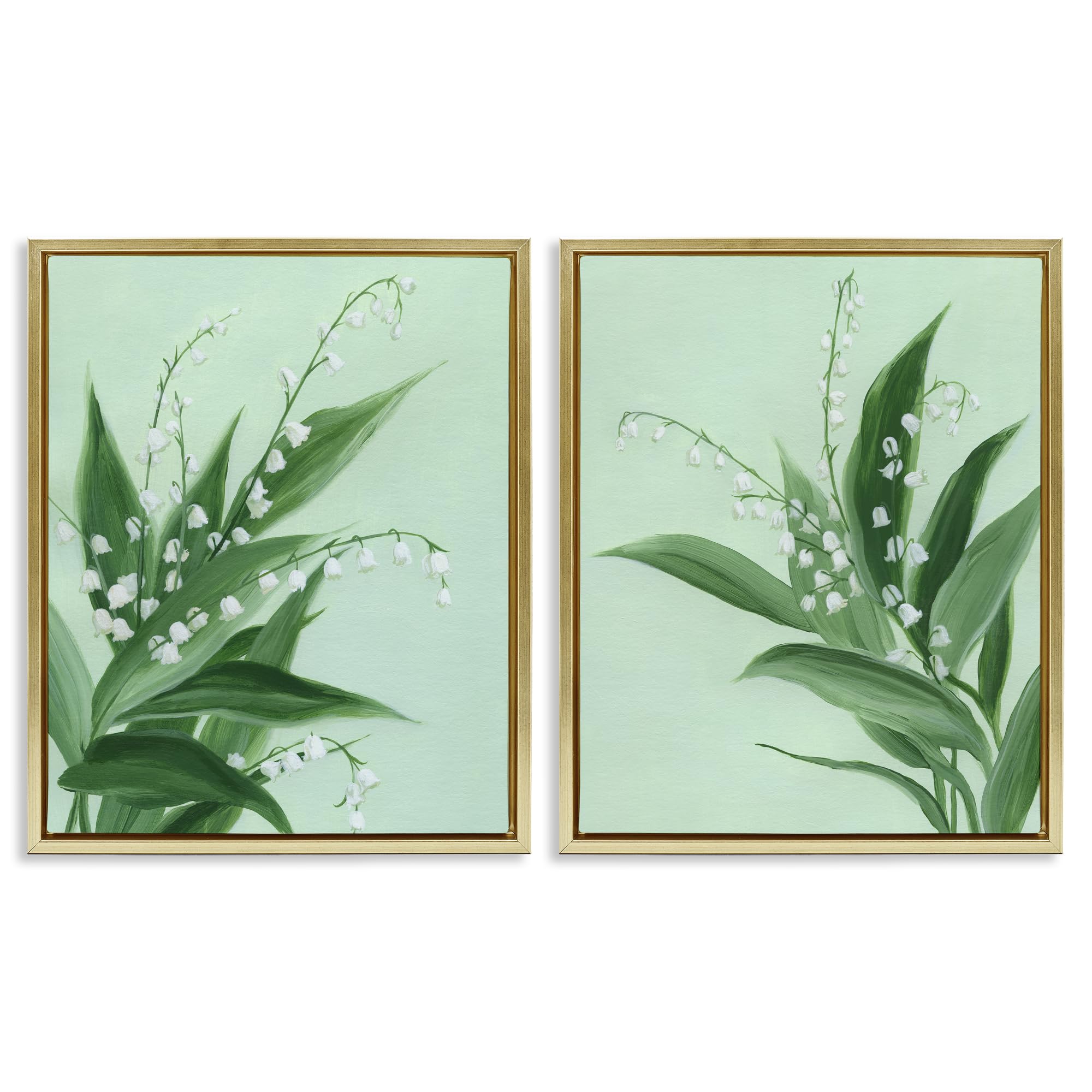 Stupell Industries Vintage Lily Of Valley Blooming 'Blooming Lily Of Valley'| 2Pc Floating Frame Art Set 2