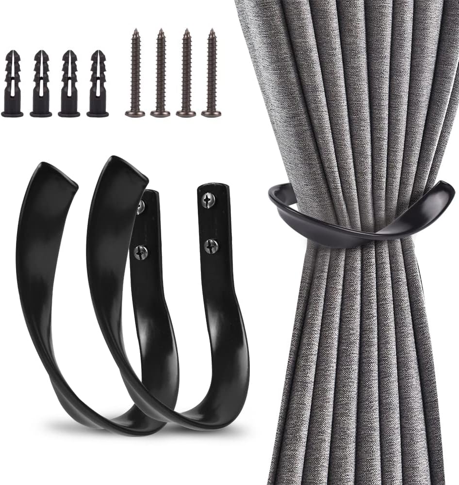 Exclen Window Curtain Holdback, Decorative Curtain Drapery Holdback, Set of 2, Aluminum Alloy