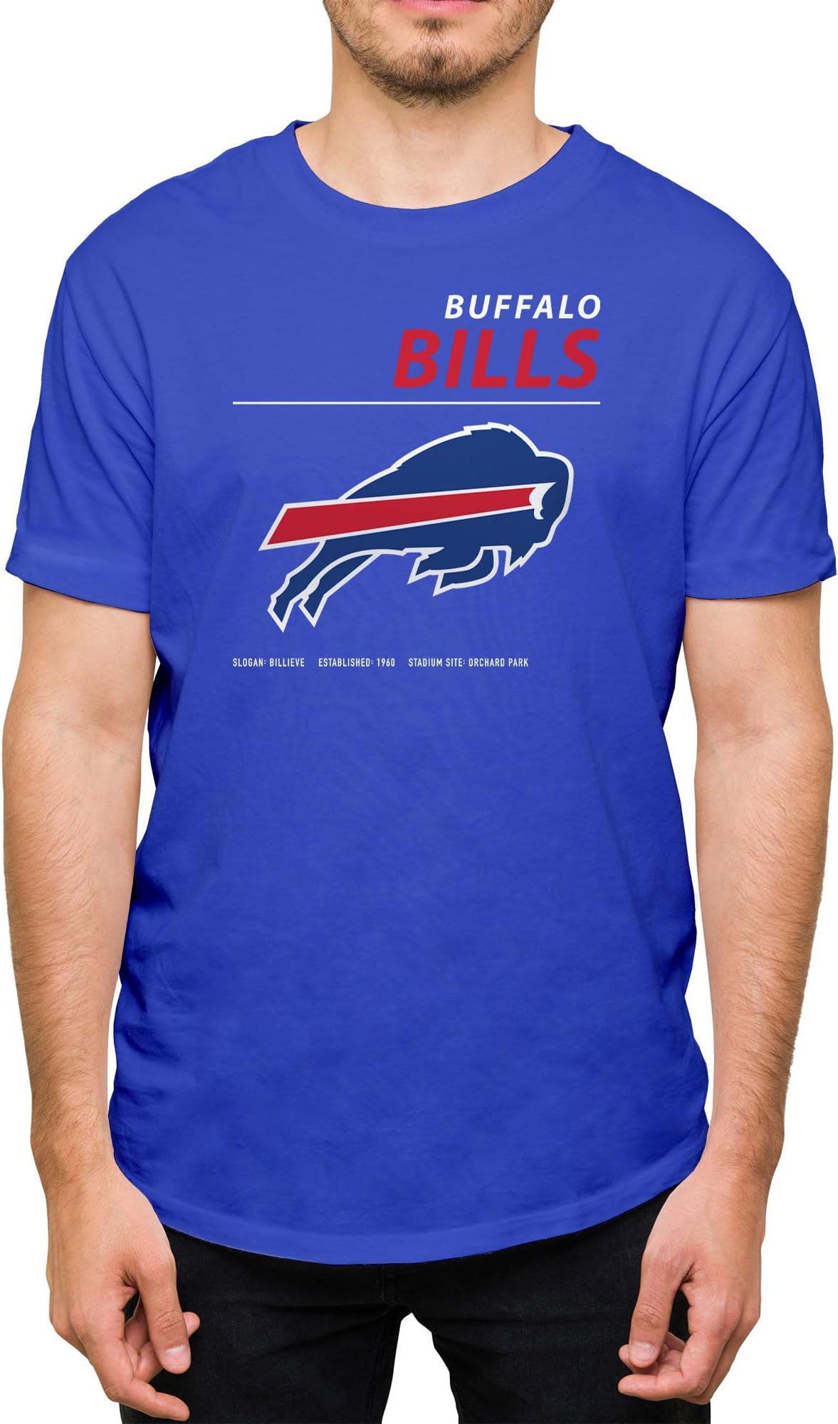 Hybrid SportsNFL - Team Logo and Stats - Adult Unisex Short Sleeve Fan T-Shirt for Men and Women - Officially Licensed