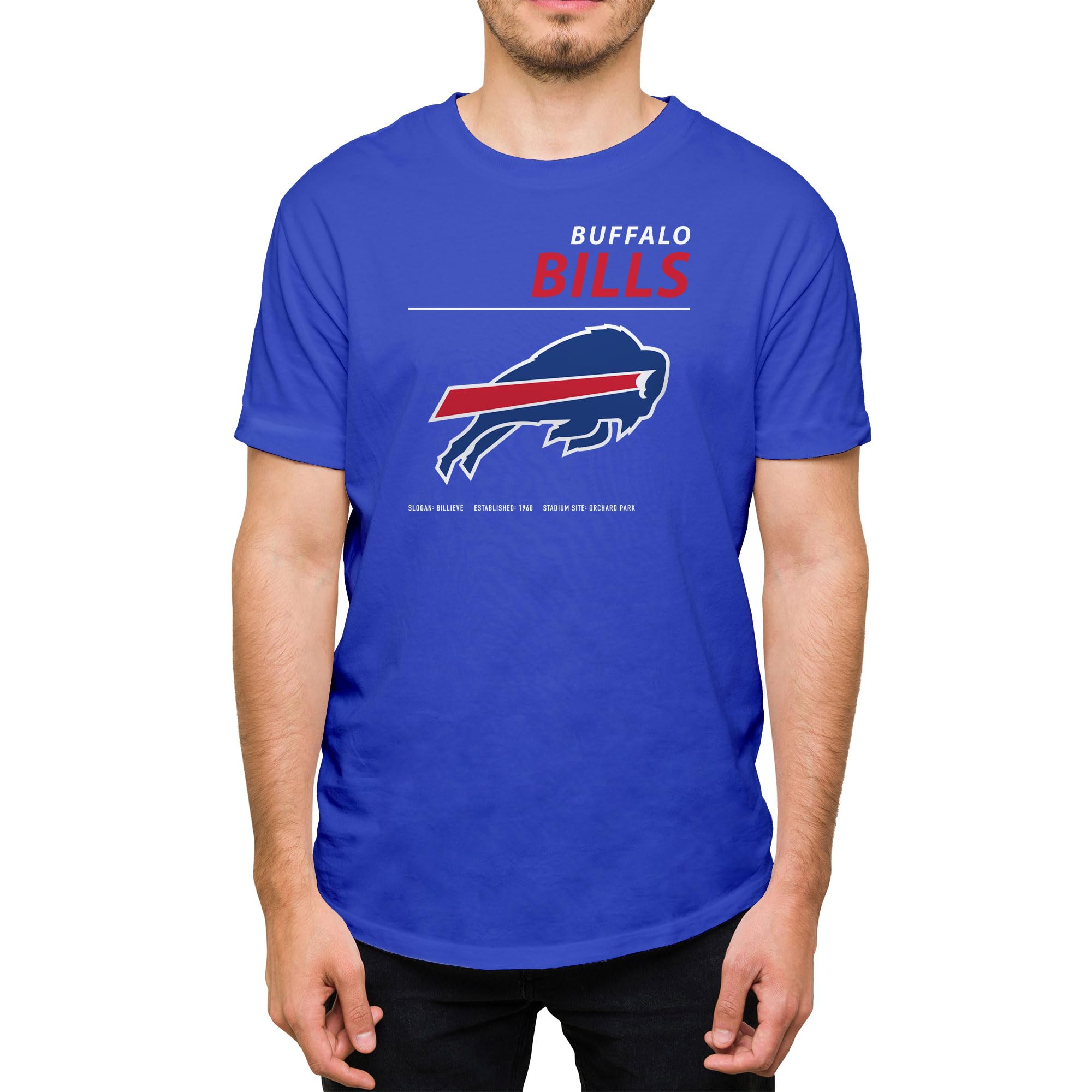 Hybrid SportsNFL - Team Logo and Stats - Adult Unisex Short Sleeve Fan T-Shirt for Men and Women - Officially Licensed