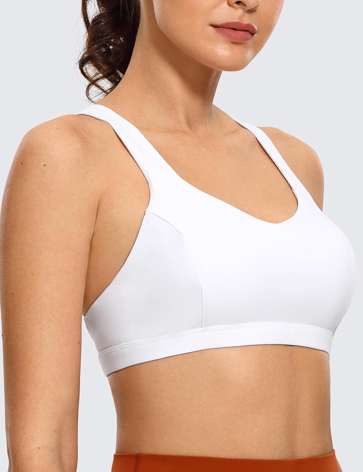 CRZ YOGA Strappy V Neck Sports Bras for Women - Criss Cross Back Wireless Padded Workout Yoga Bra