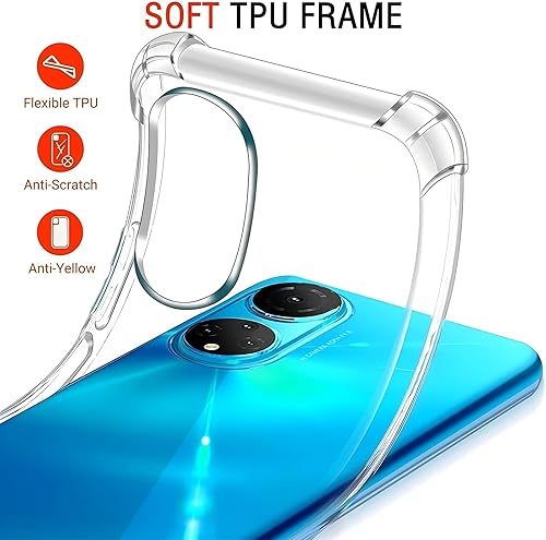 Miniatura 4 de Caso para Honor X7 Clear TPU Cuatro Esquinas Cubierta Protectora Transparente Suave Funda