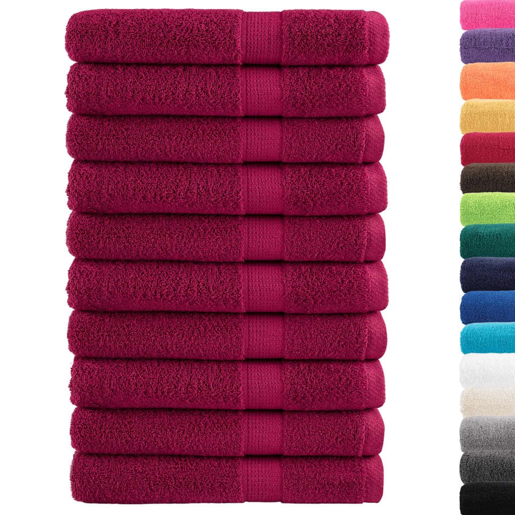 Serviettes bordeaux en coton 100x200 cm drap de bain 600 g/m² avec boucle de suspension