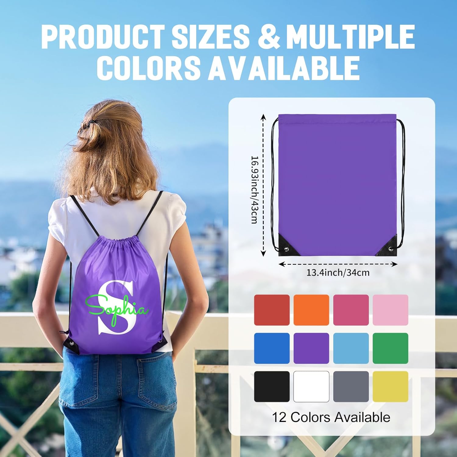 50Pack Custom Drawstring Bags–Personalized LOGO/text Drawstring Backpack for Pet–Draw String Back Bag for Gym,Travel Beach Party Business Activities (Yellow)