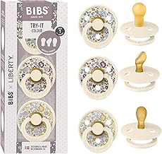 BIBS Colour Liberty Try-It Collection: 3 Pacifiers for Your Baby's Unique Needs, Round Teat Natural Latex, Made in Denmark, 0+ Months (Pack of 3), Eloise