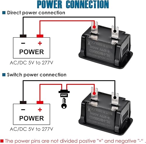Miniatura 5 de Runleader - Kit de medidor de hora digital de 2 piezas, CACC de 5 V a 277 V, horas acumuladas para generador de tractor de jardín, compresor, motor