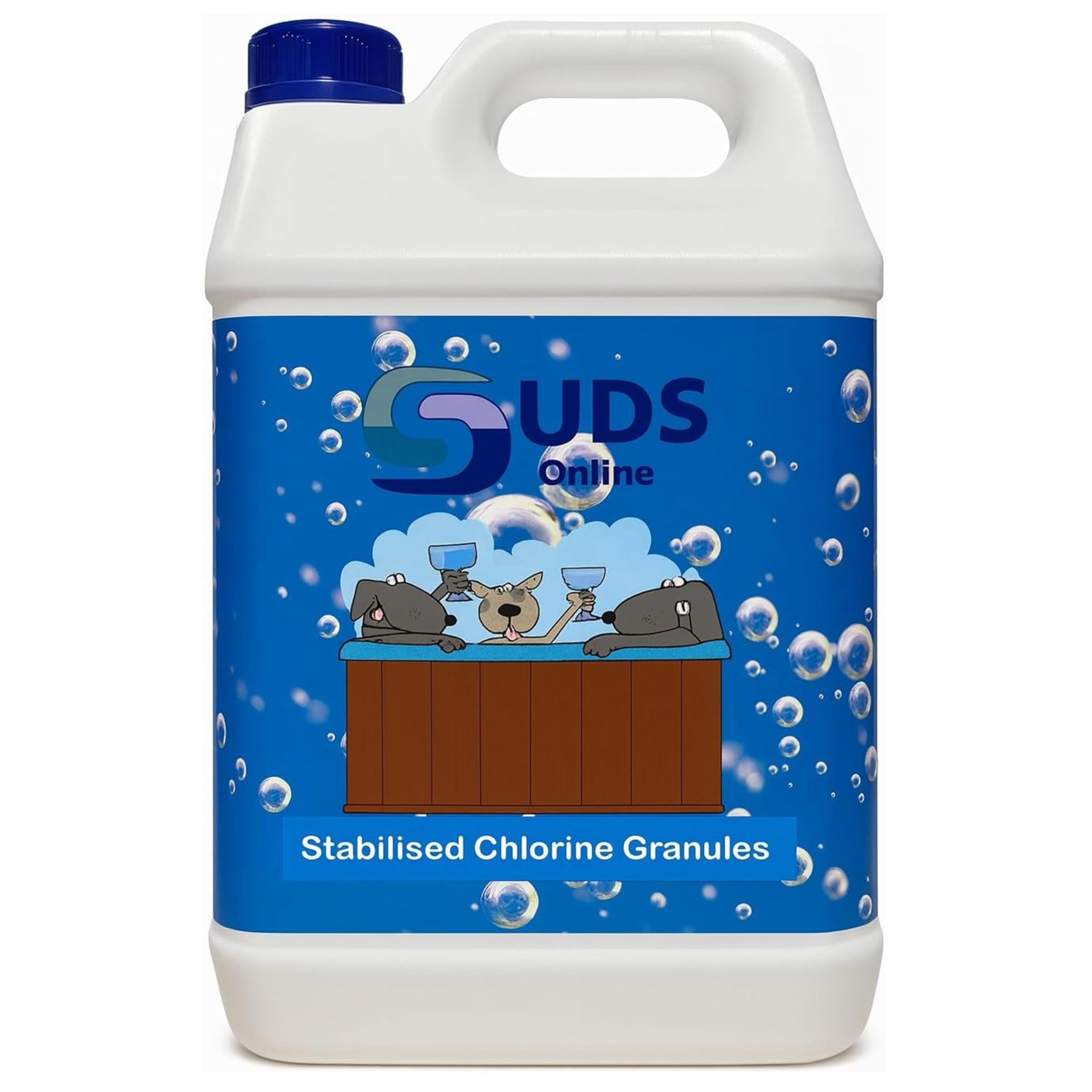 SUDS-ONLINE Quality Chlorine Granules 5kg Hot Tub Spa Swimming Pool + Chlorine Testing Strips