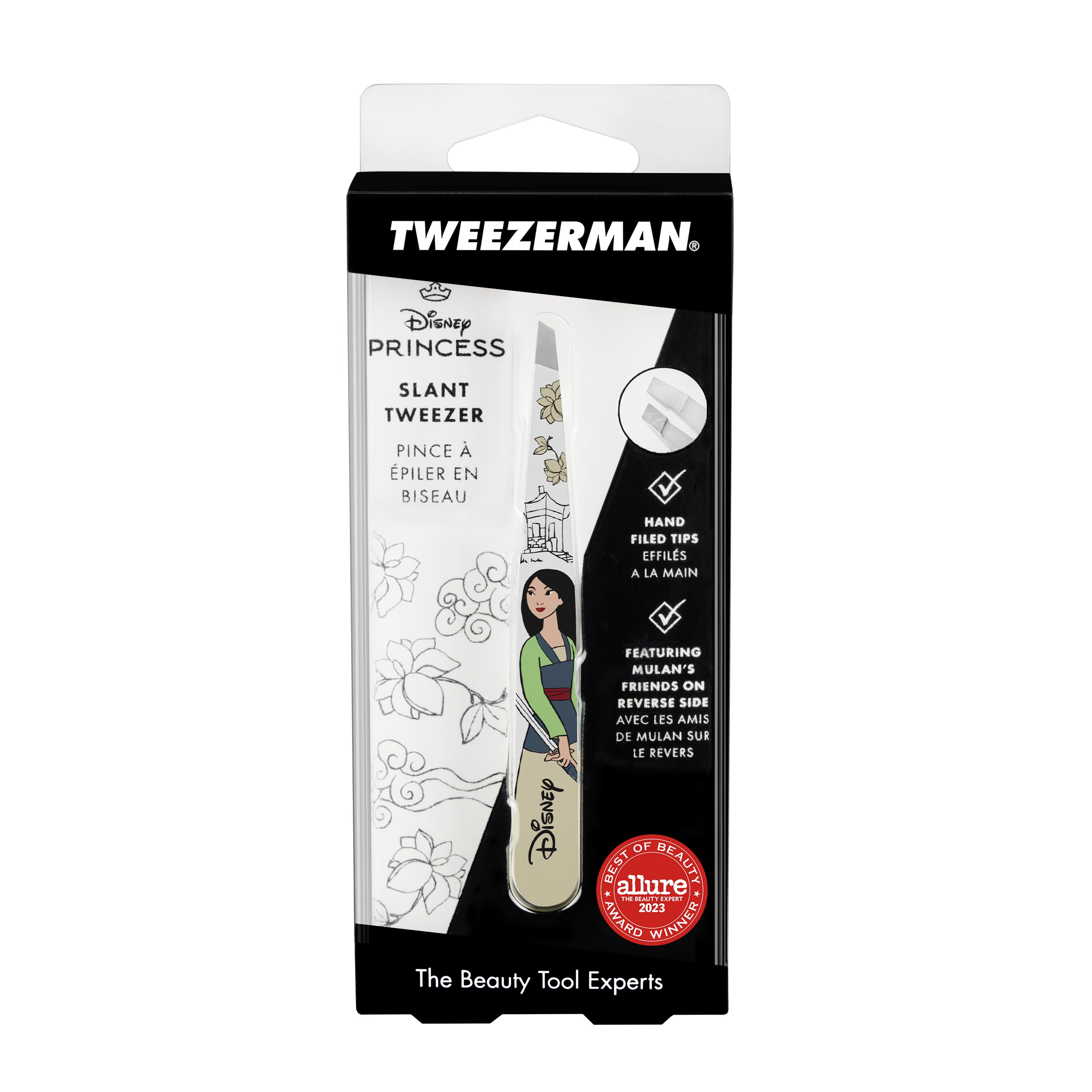 Tweezerman Pęseta skośna Mulan, pęseta do brwi dla kobiet i mężczyzn