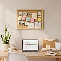 Vista 8 de 2 Piezas Tablero de Corcho, Tablero de Anuncios de 17.7''x13.3'', Tableros de Corcho con Marco de Madera para Pared, Tablero de Corcho Pequeño