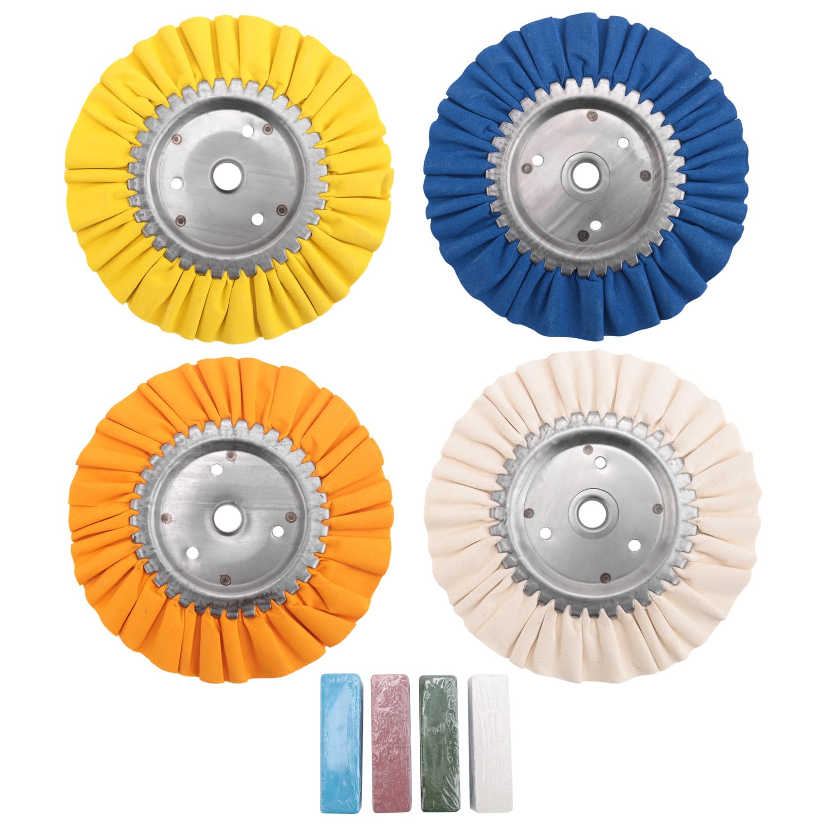 Tuesoa 8Pcs 8Inch Airway Buffing Wheel Aluminum Wheel Polishing Kit Safe Flange in Diameter 5/8 Inch Arbor for Angle Grinder