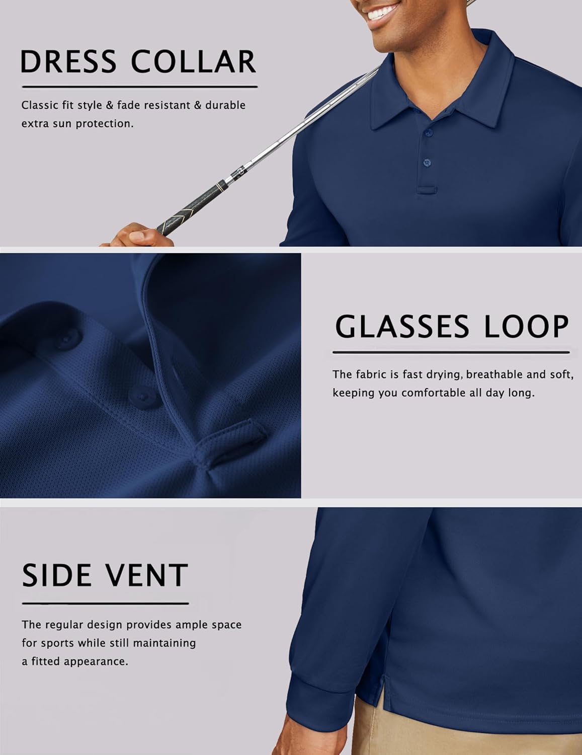 COOFANDY Men's Long Sleeve Polo Shirts Quick Dry Moisture Wicking Lightweight Golf Shirts Casual Collared Shirt - Image 5