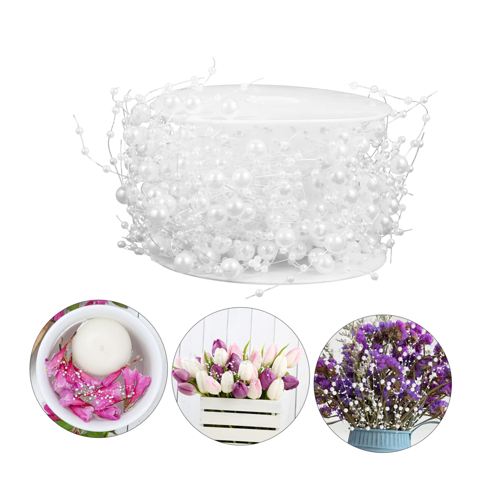 Alipis 5 Rollen Perlenschnur Vase Dekoration Perlenschnur Perlenkette DIY Zuschneidbar für Schwimmkerzen Hochzeiten Weihnachtsfeiern Tischdeko Elegant und Vielseitig