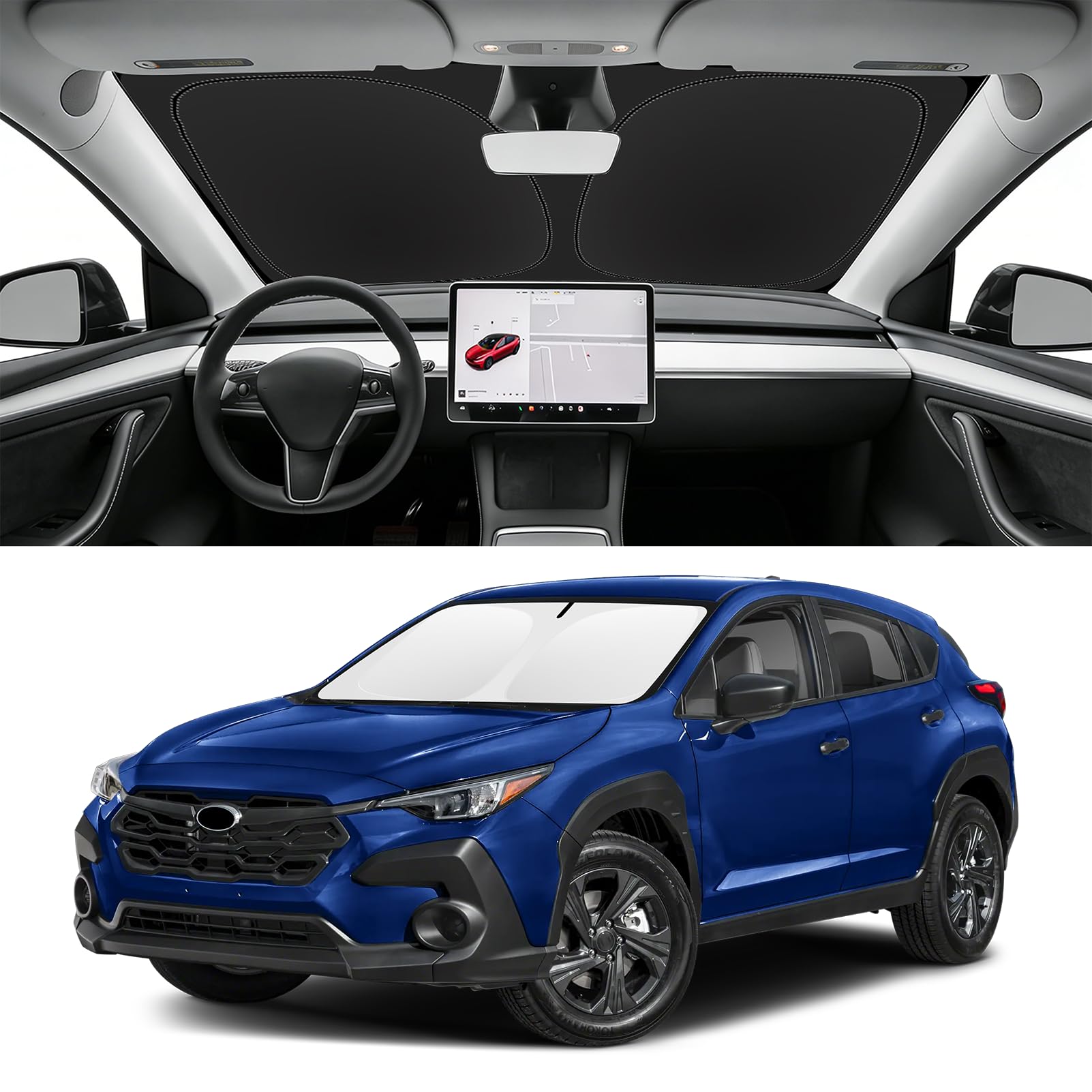 SLOGENTO Custom Fit Windshield Sun Shade for Subaru Crosstrek 2018-2026, Blocks UV & Heat, Front Window Sunshade Accessories, Easy Fold & Store Keep Your Car Cooler