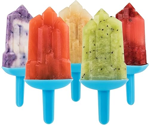 Tovolo, Drip-Guard Handle, Summer Set of 5 Pop Molds, Gem Popsicle Makers with Reusable Sticks, Mess Frozen Treats, Dishwasher Safe & BPA-Free, Ice