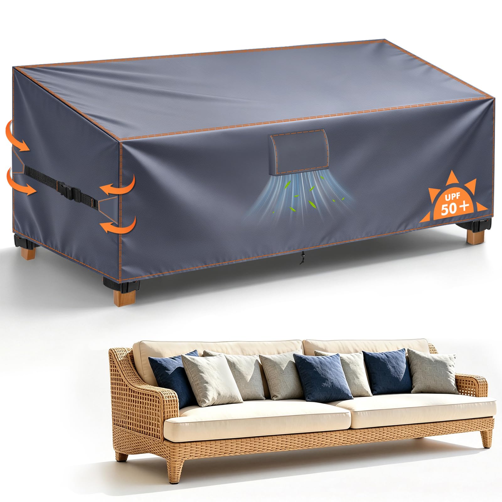 Outdoor Garden Sofa Cover 4 Seater Waterproof for Furniture, 205x100x60/90