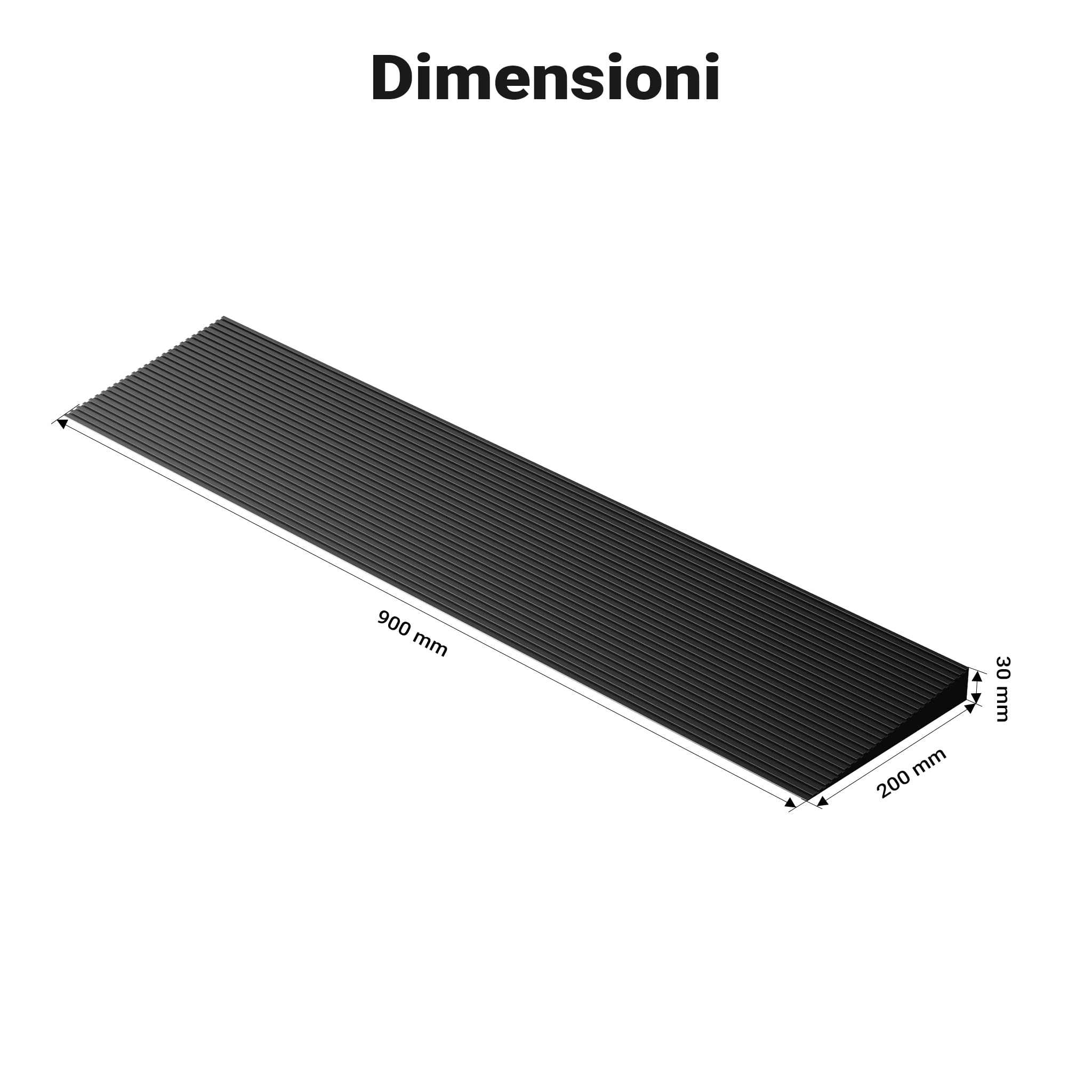 Rampa per soglie 30x200x900mm per sedie a rotelle e deambulatori In gomma con superficie antiscivolo