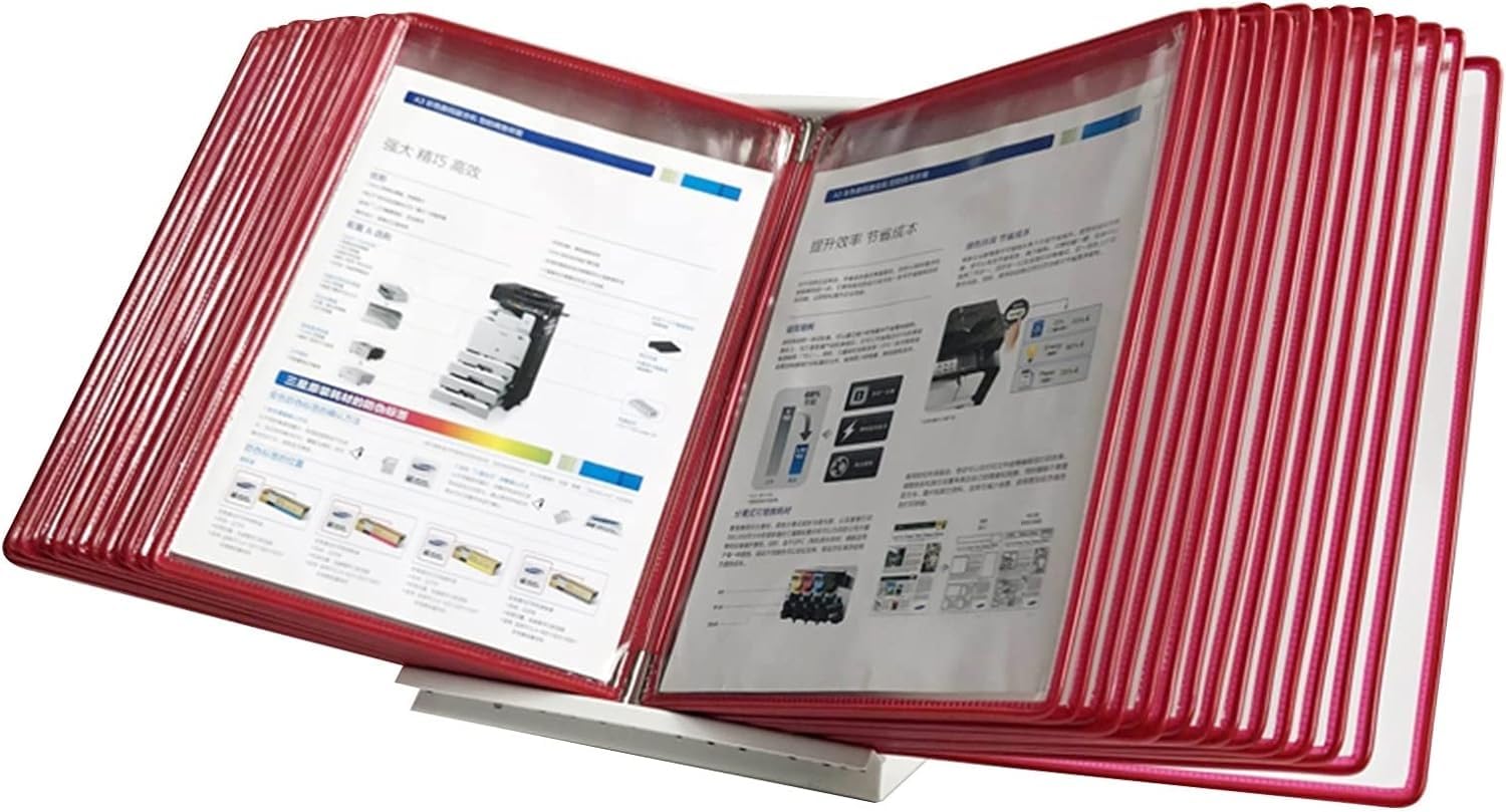 noxozoqm Desktop Reference And Display ，A4 Desk Document Holder Stand With 30 Easy-Load Letter-Size Pockets - Assorted Colors(Color:E)