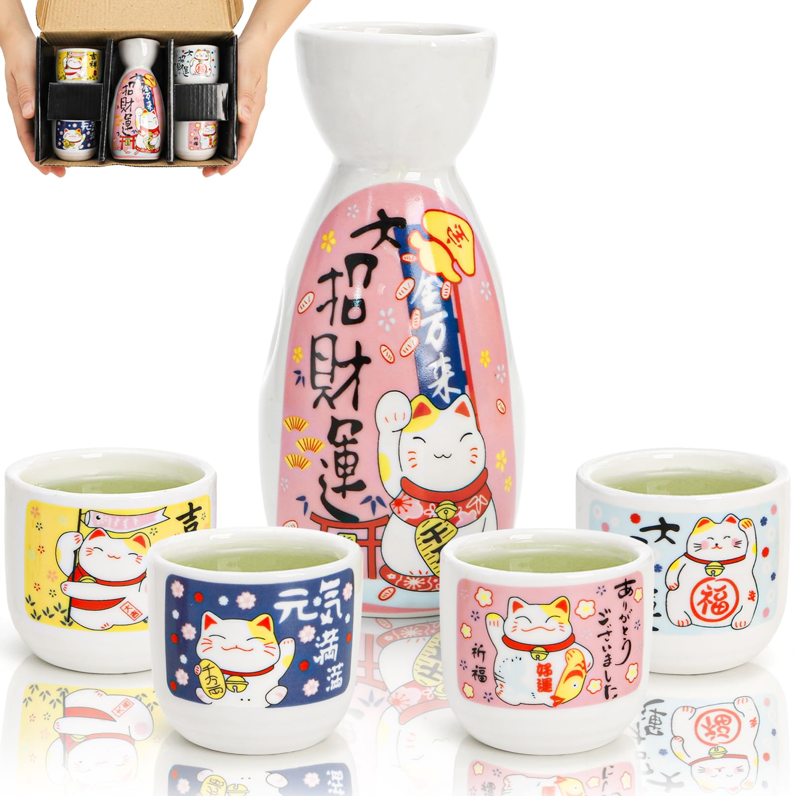 Amazon.com: Goaste 5 Pieces Ceramic Japanese Sake Set, Durable