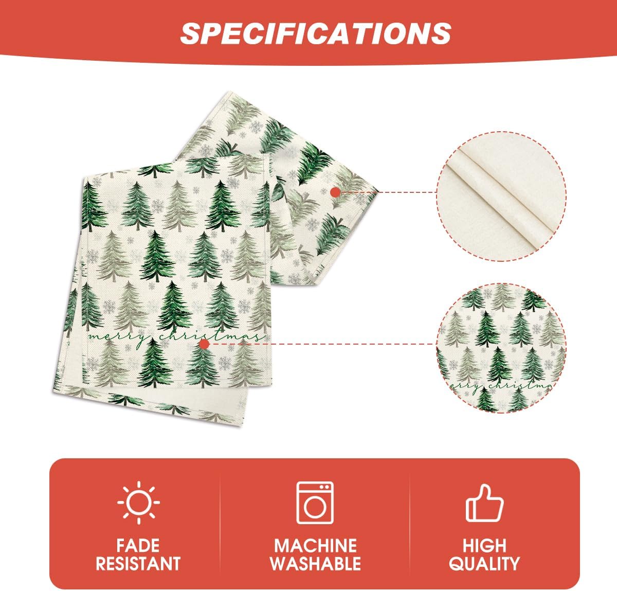 Artoid Mode Xmas Trees Snowflake Christmas Table Runner, Seasonal Winter Green Kitchen Dining Table Decoration for Home Party Decor 13x90 Inch