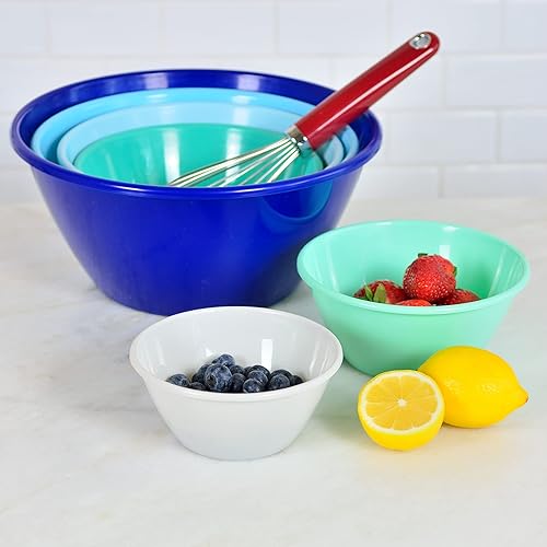 Miniatura 2 de Youngever Paquete de 6 cuencos grandes de plástico para mezclar y servir, juego de cuencos de plástico anidables  120 onzas, 80 onzas, 50 onzas, 32