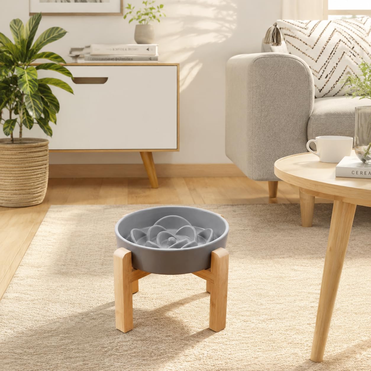 Petygooing Cuenco de cerámica para perros de 8.66 pulgadas, comedero lento para perros medianos y grandes, plato de agua elevado/elevado, de alimentación lenta para perros, pesado, cuenco para comer