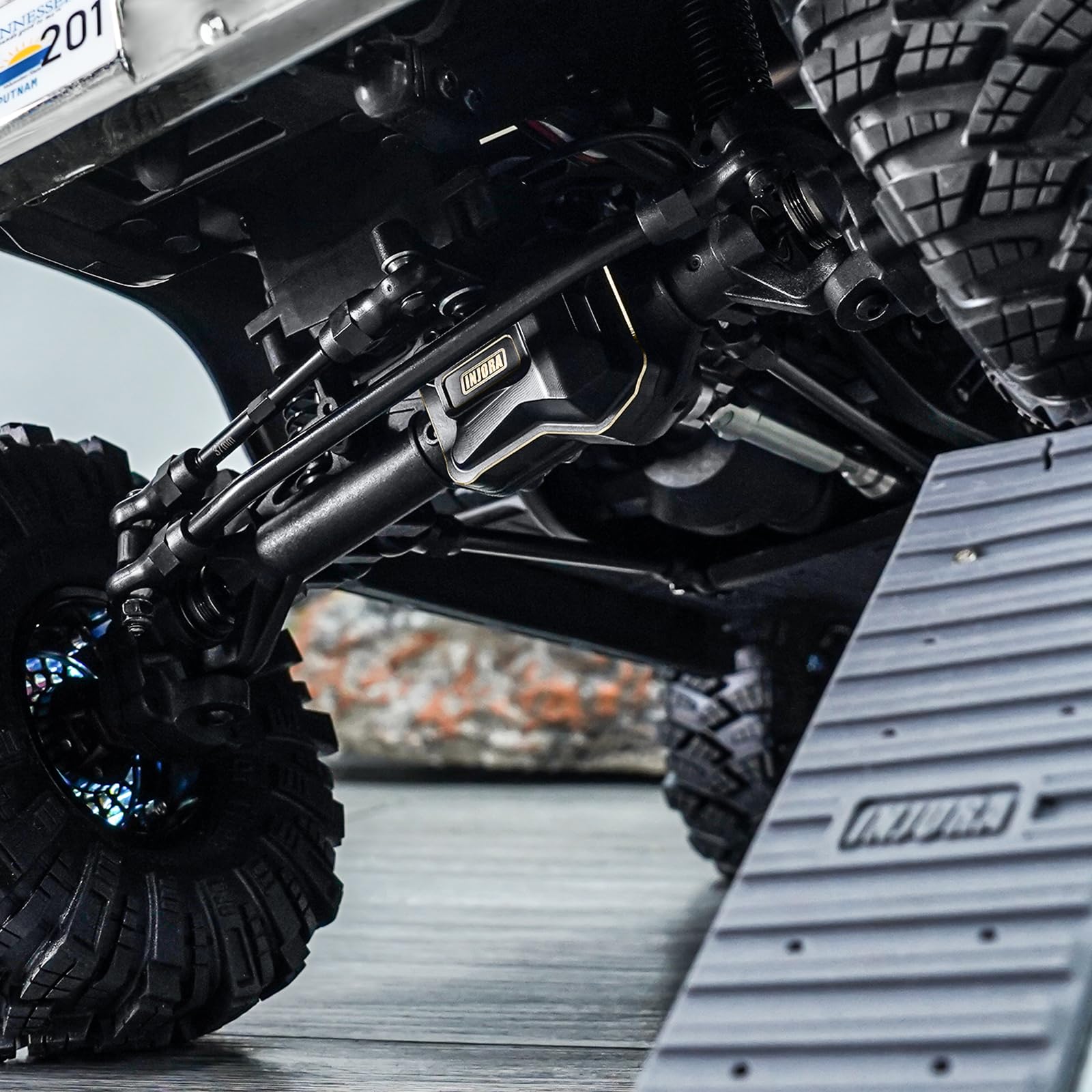 INJORA 61g Couvercle d'Axe Différentiel en Laiton Avec Revêtement Noir pour FMS FCX10 1/10 RC Crawler Upgrade