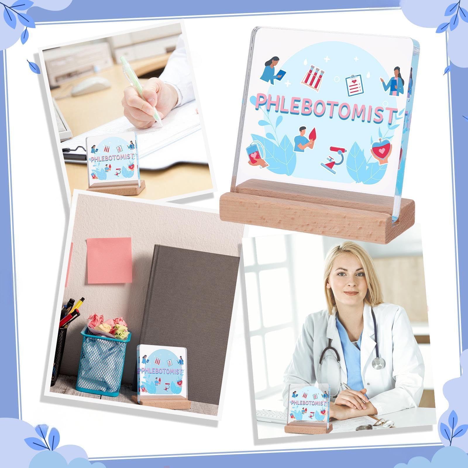 Vicenpal Phlebotomy Gift Cna Week Gift Clear Acrylic Plaque Nursing School Graduation Gifts Desk Decorative Sign for Nurse Friend Coworker Staff Medical Assistant Essentials Accessories