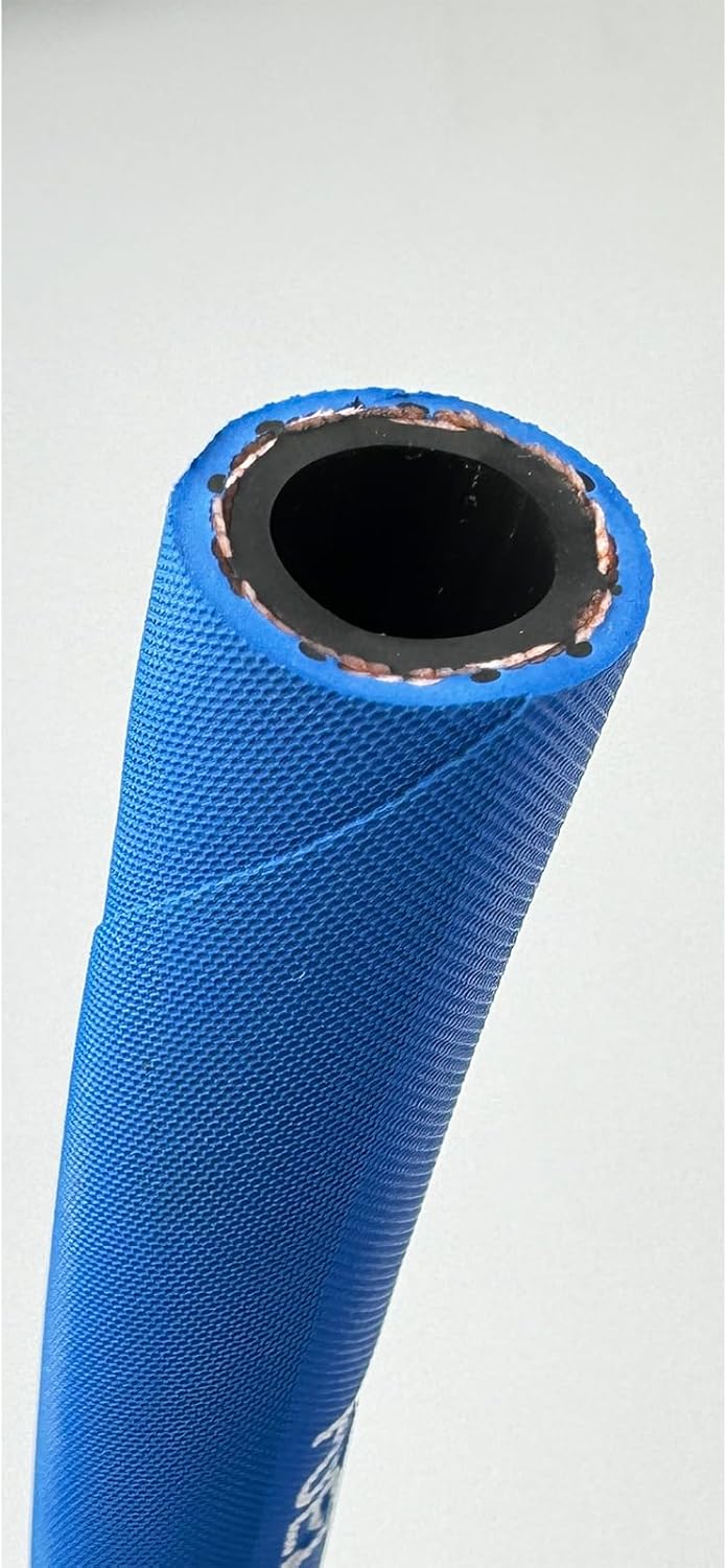 15FT Fuel Line Hose 6AN 3/8" High Pressure Hose 2.8Mpa 400PSI 10mm for Fuel Systems Engines Tube Hose Blue Multiple Size Options(Attached Hose Clamp)