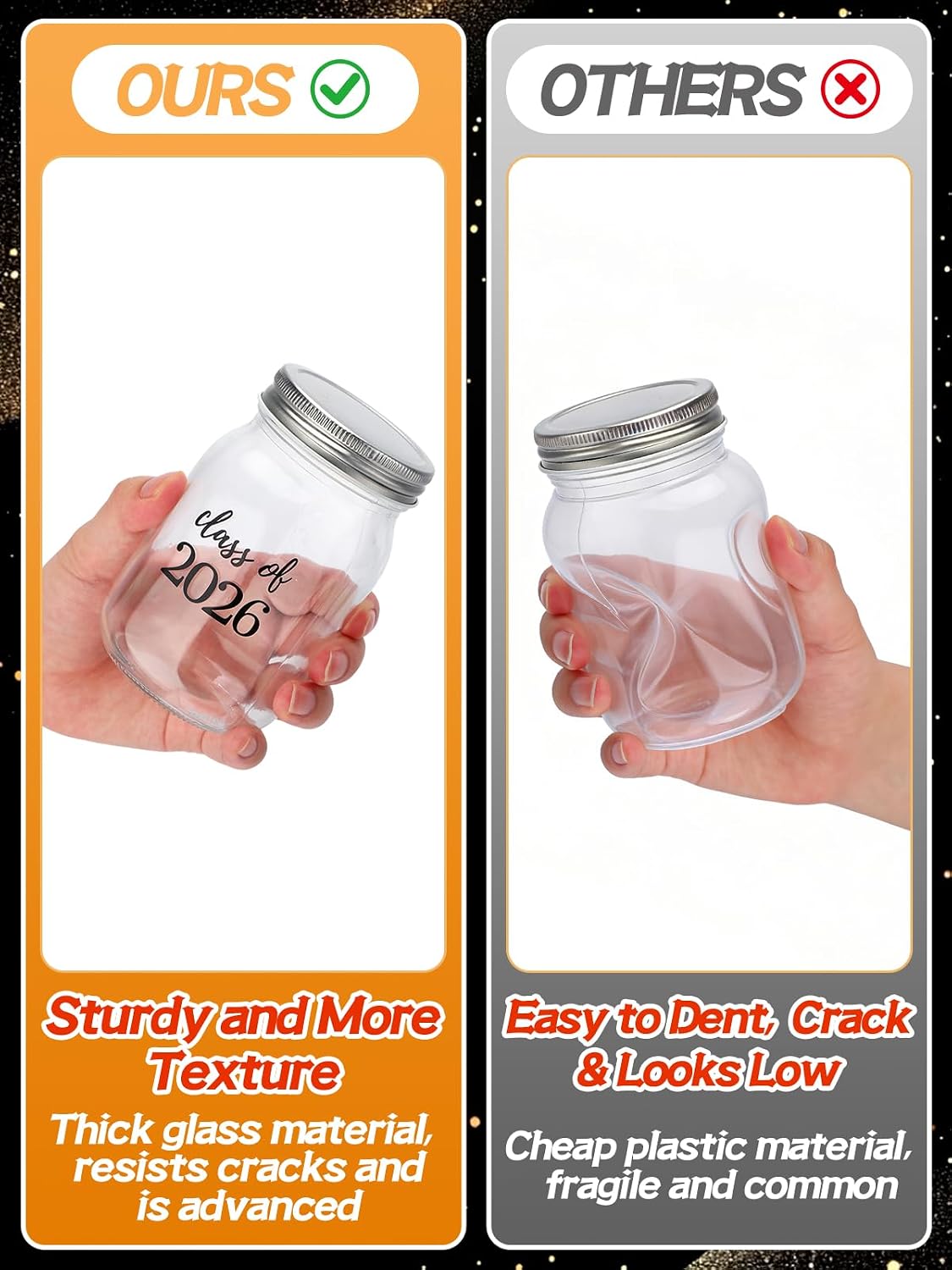 4 Sets Graduation Centerpieces for Tables - 2026 Graduation Table Decorations, Mason Jars with LED String Lights and Grad Caps for College High School Class of 2026