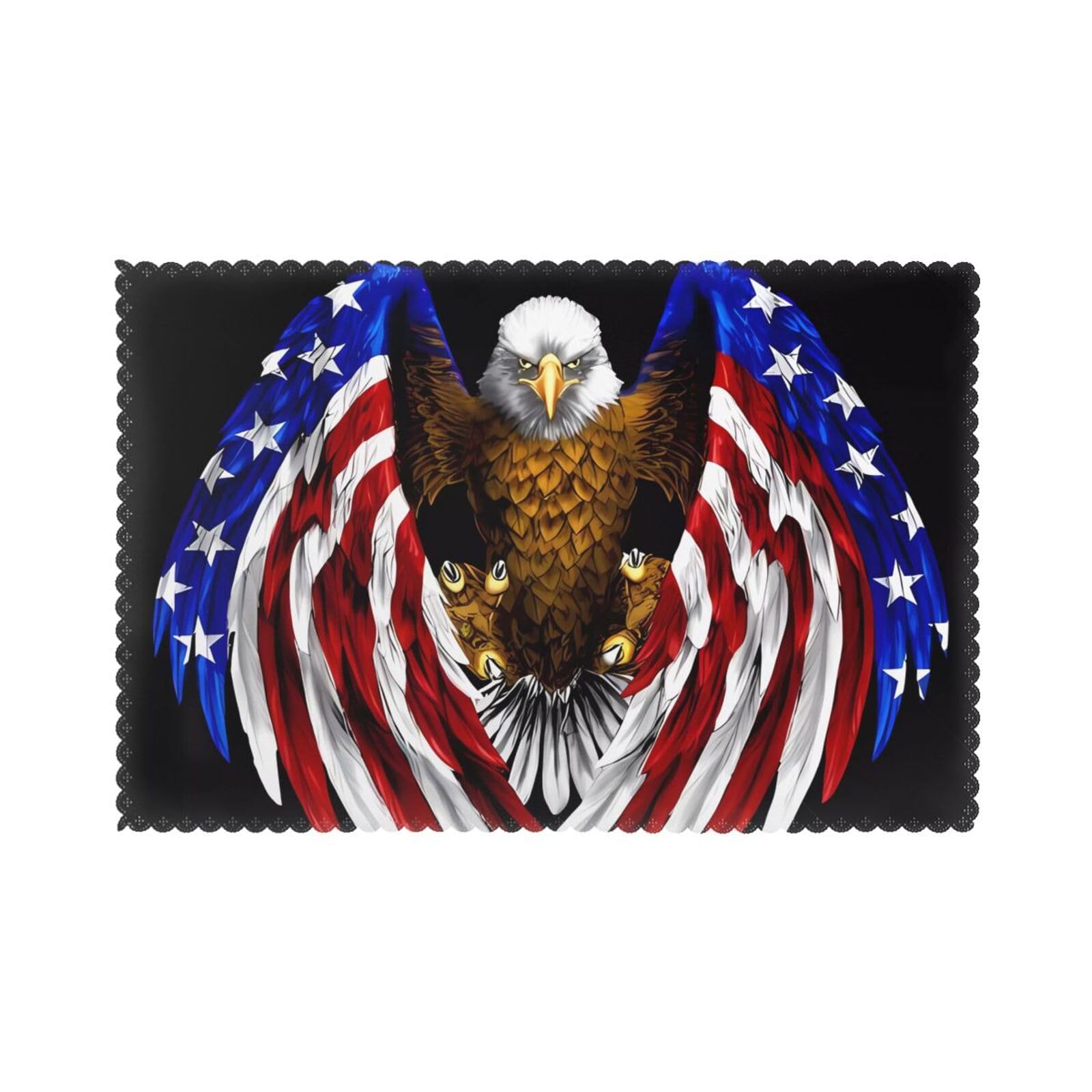 USA Flag Patriotic Eagle Placemat set of 6, oil-proof, washable, suitable for kitchen, restaurant, party, etc.