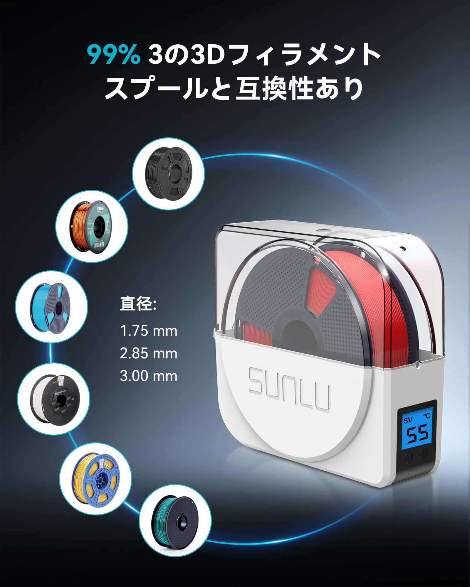 Amazon.co.jp: SUNLU 3Dプリンター用フィラメント乾燥機 S1 Plus 保存