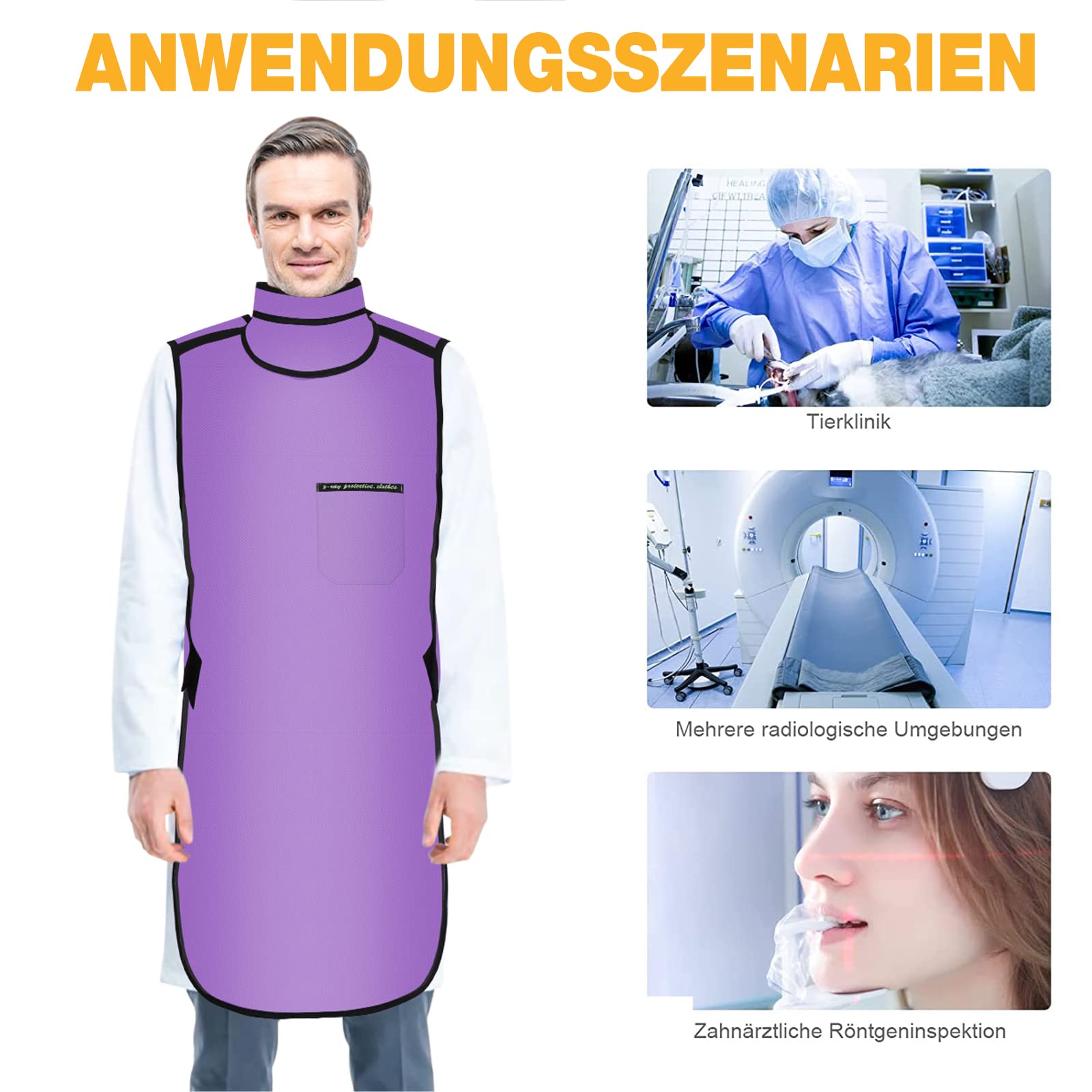 Tablier de protection contre les rayons X avec protection thyroïdienne - 0,5 mmPb - Léger - Blindage en plomb - Vêtement de protection pour dentistes - Gilet de protection équivalent pour hôpitaux,