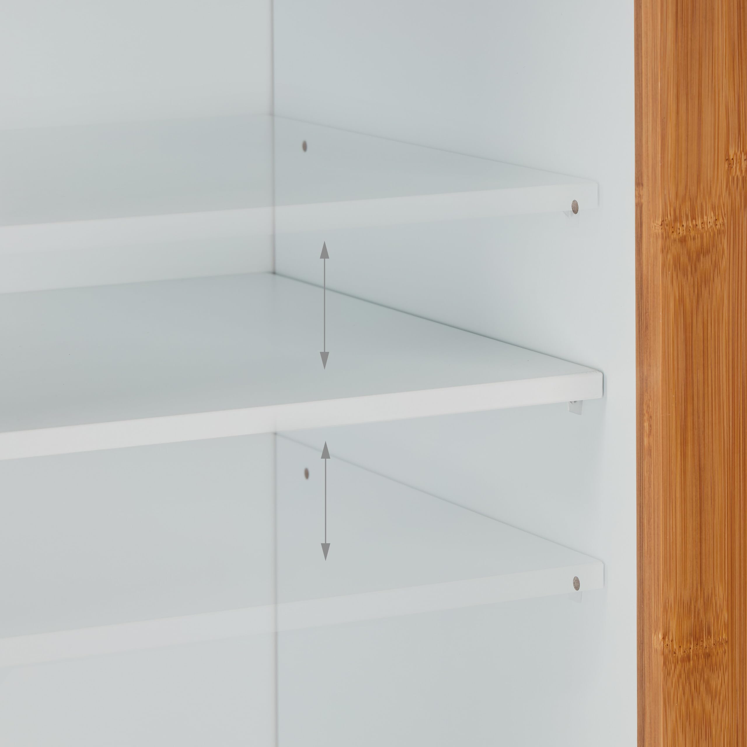 Relaxdays Armario Alto Baño, Mueble Auxiliar Estrecho WC, 190x40x30 cm, 6 Compartimentos, MDF y Bambú, Blanco/Natural