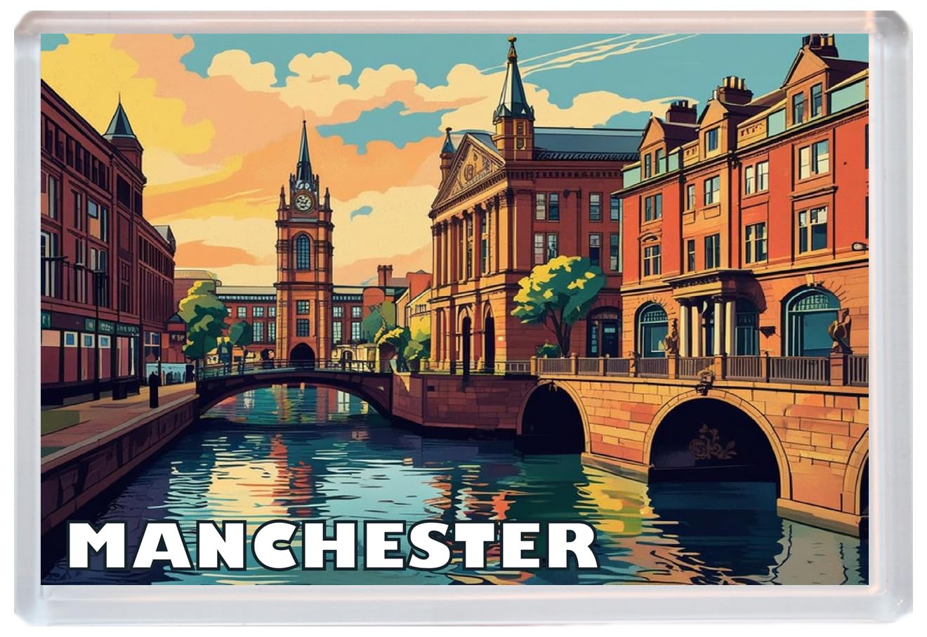 Baked Bean Store Multicolor Manchester - Jumbo Artistic Fridge Magnet 96 X 67Mm