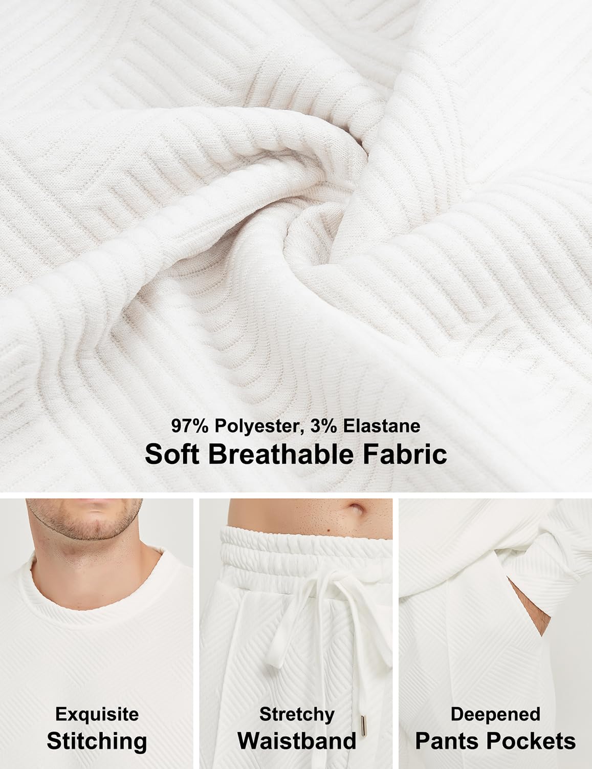 UOUA Mens 2 Piece Sweatsuits Set Long Sleeve Sweatshirt Jogging Sweatpants Tracksuits Outfits