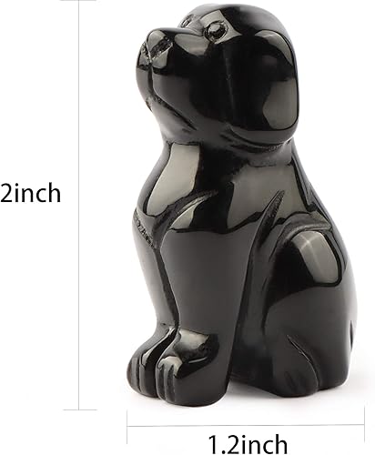 Miniatura 4 de Artistone Estatua de cristal de obsidiana negra de 2 pulgadas para perro, escultura tallada con piedras preciosas talladas, escultura para el hogar