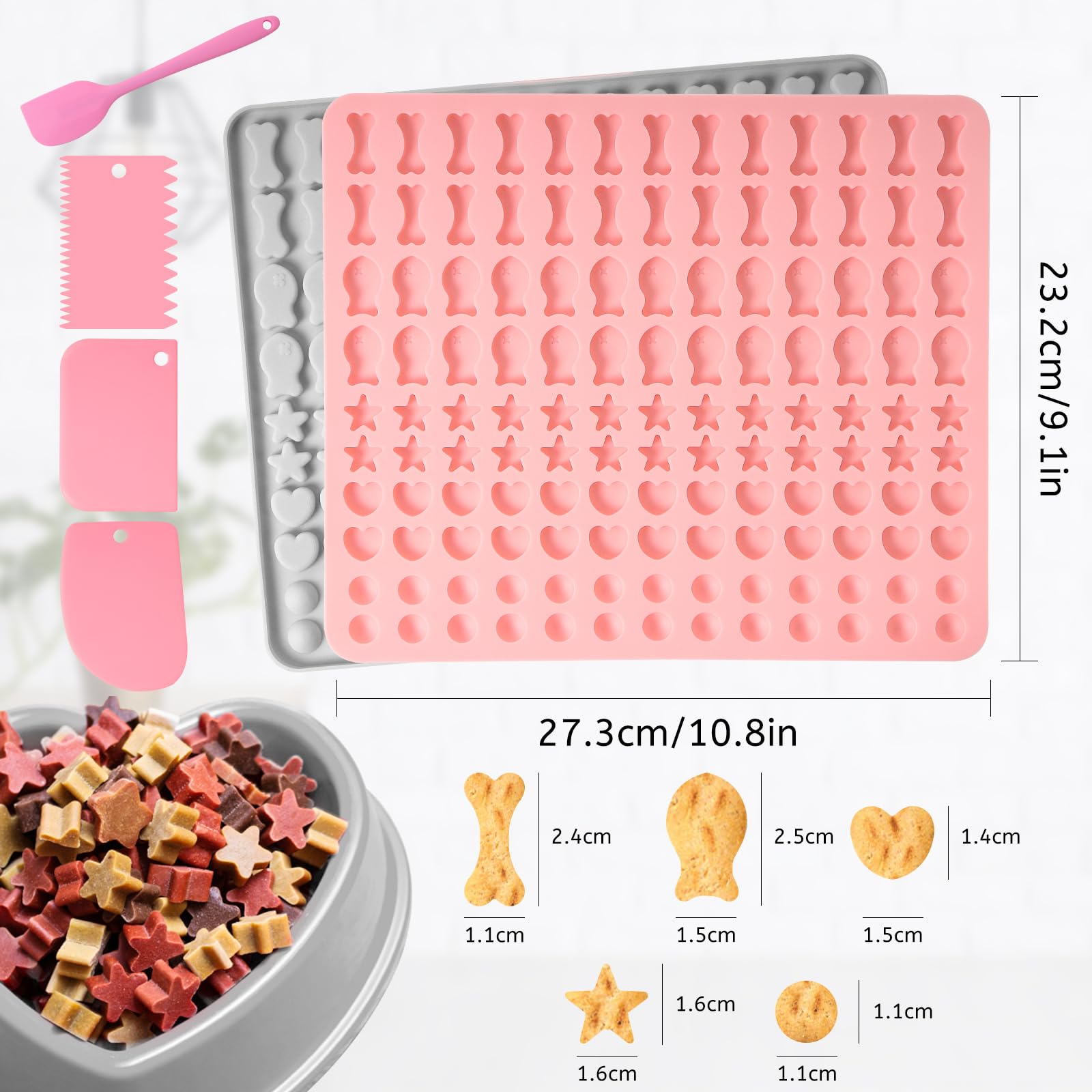 Collory Tappetino Da Forno In Silicone Per Cani | 204 Mini Stampini A Forma Di Pesce 2 Cm | Antipasto Salutare E Senza BPA