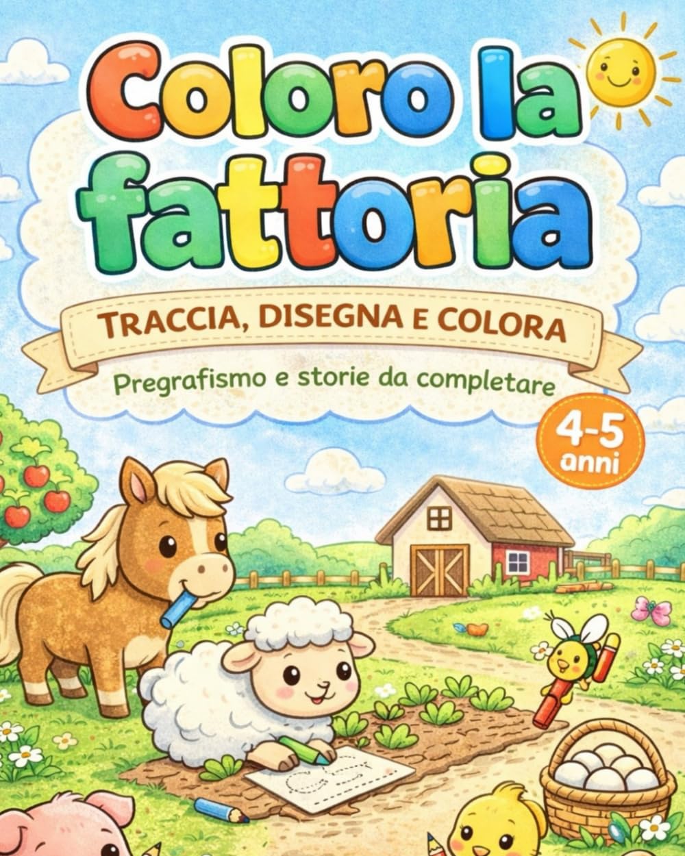 Coloro la fattoria: Traccia, disegna e colora - Pregrafismo e storie da colorare (Imparo colorando)