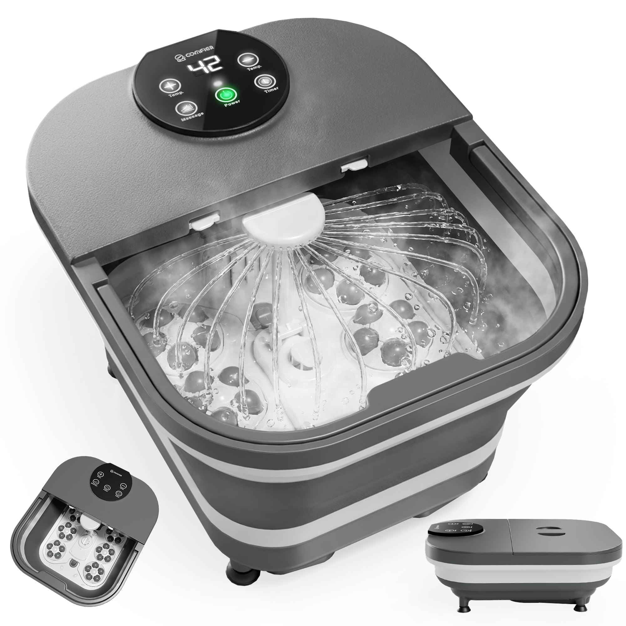 COMFIER Electric Foot Spa Massager with Heat & Automatic Rolling Massage