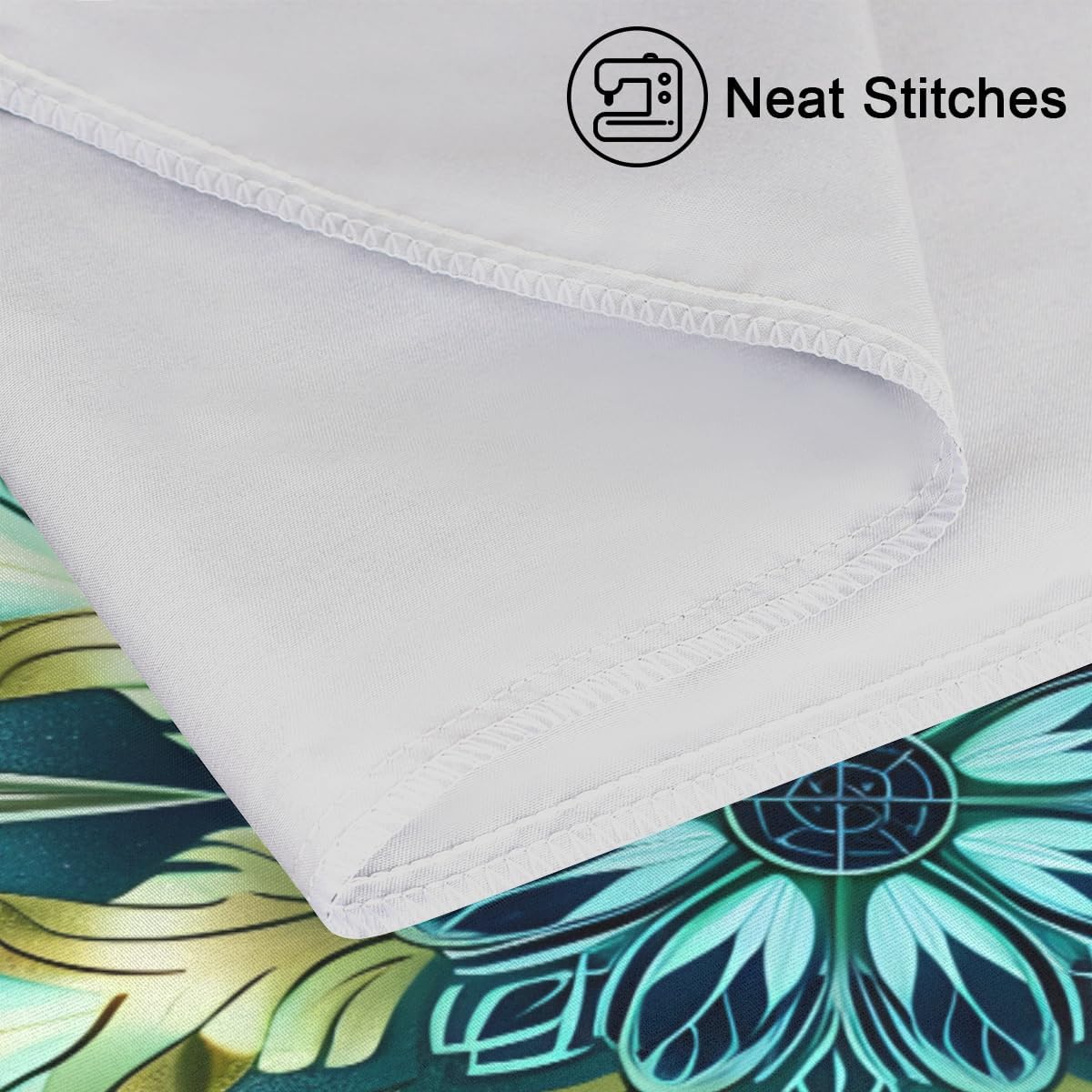 髪と肌用サテン枕カバー ターコイズ 曼荼羅 花 ソフト スリップ 冷却枕カバー ファスナーなし 封筒留め 標準サイズ ピローケース