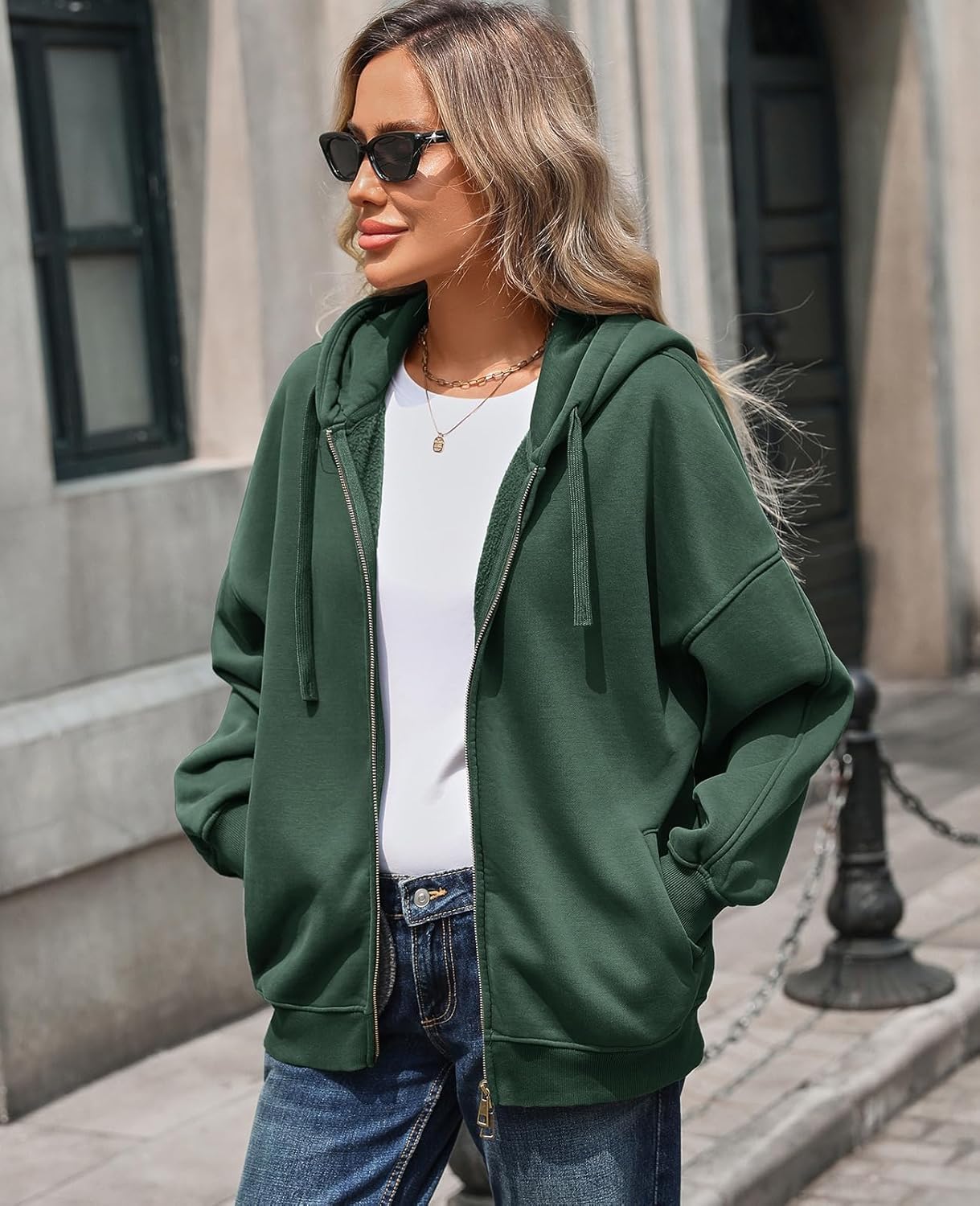 Oversized Zip Up Hoodies for Women Acid Wash Sweatshirts Fall Winter Y2k Clothes Jackets Vintage Streetwear - Image 2