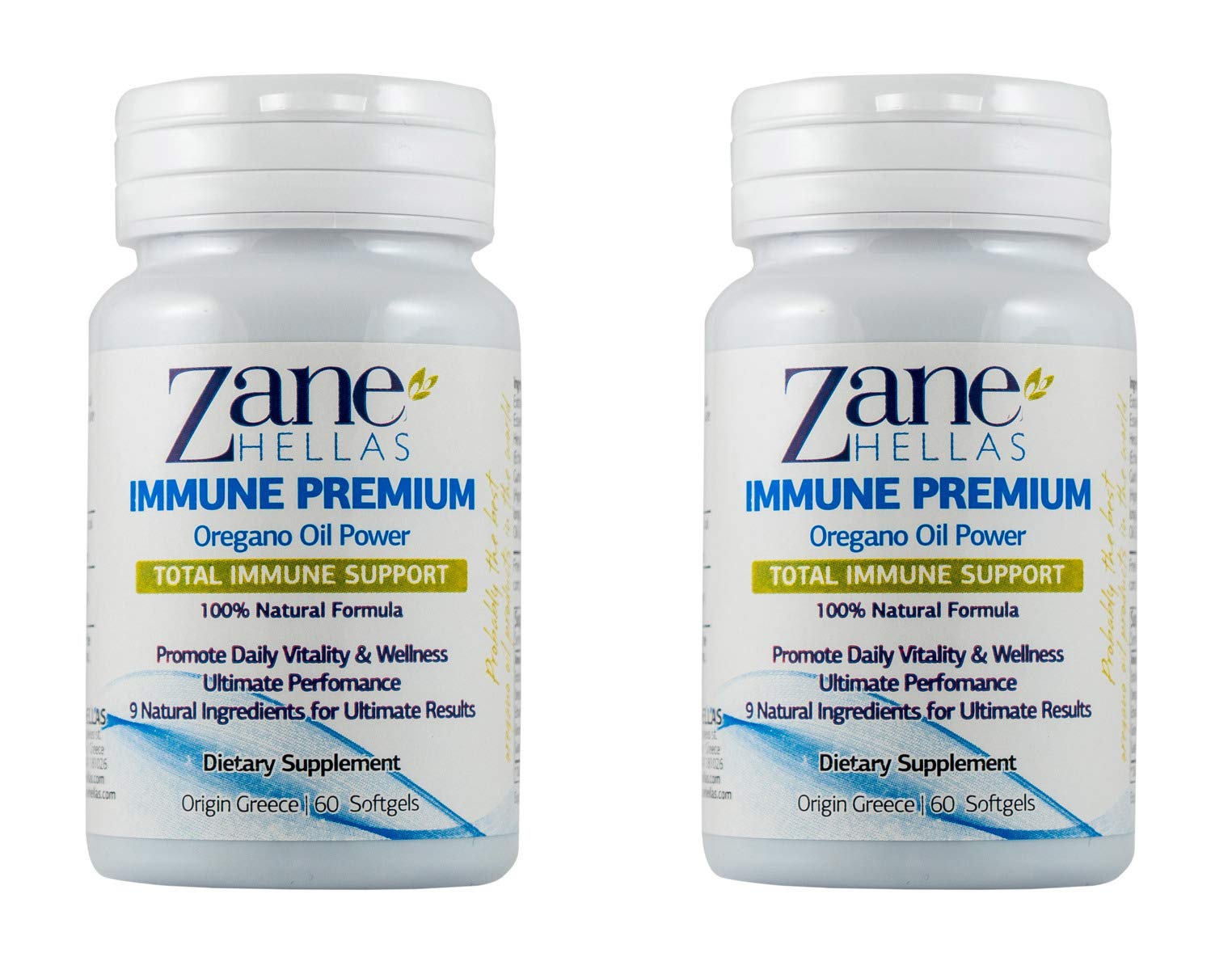 Zane Hellas Immune Premium Softgels. Immune Support. Multiple Defense System. Wellness Support. Provides Strong Antioxidants. 100% Herbal Solution. 120 Softgels.Pack of 2.