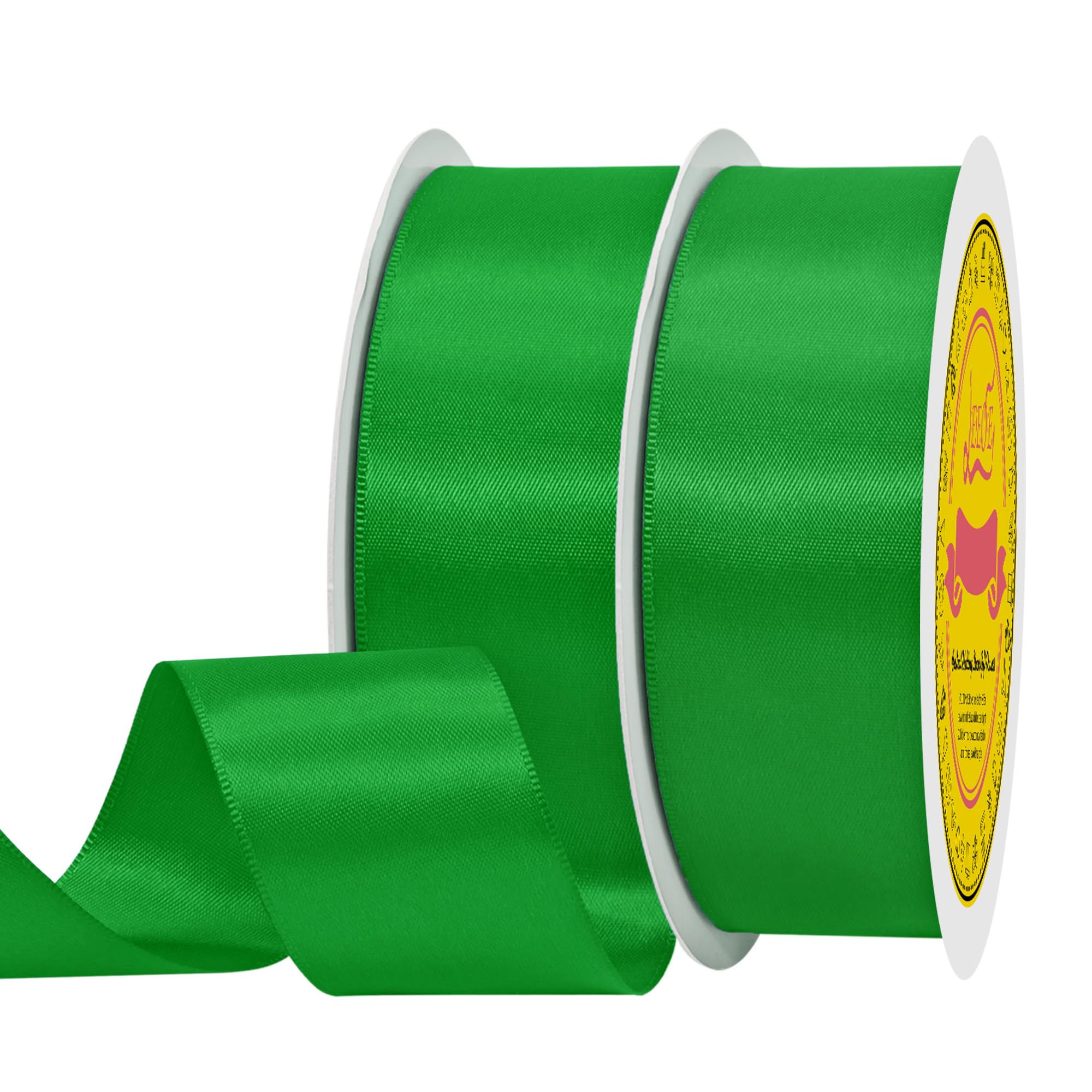 100 Yards Emerald Green Satin Ribbon Polyester Ribbon for Gift Wrapping Very Suitable for Weddings Party Hair Bow Invitation Decorations and More（1-1/2 inch X 50Yards X 2 Roll）