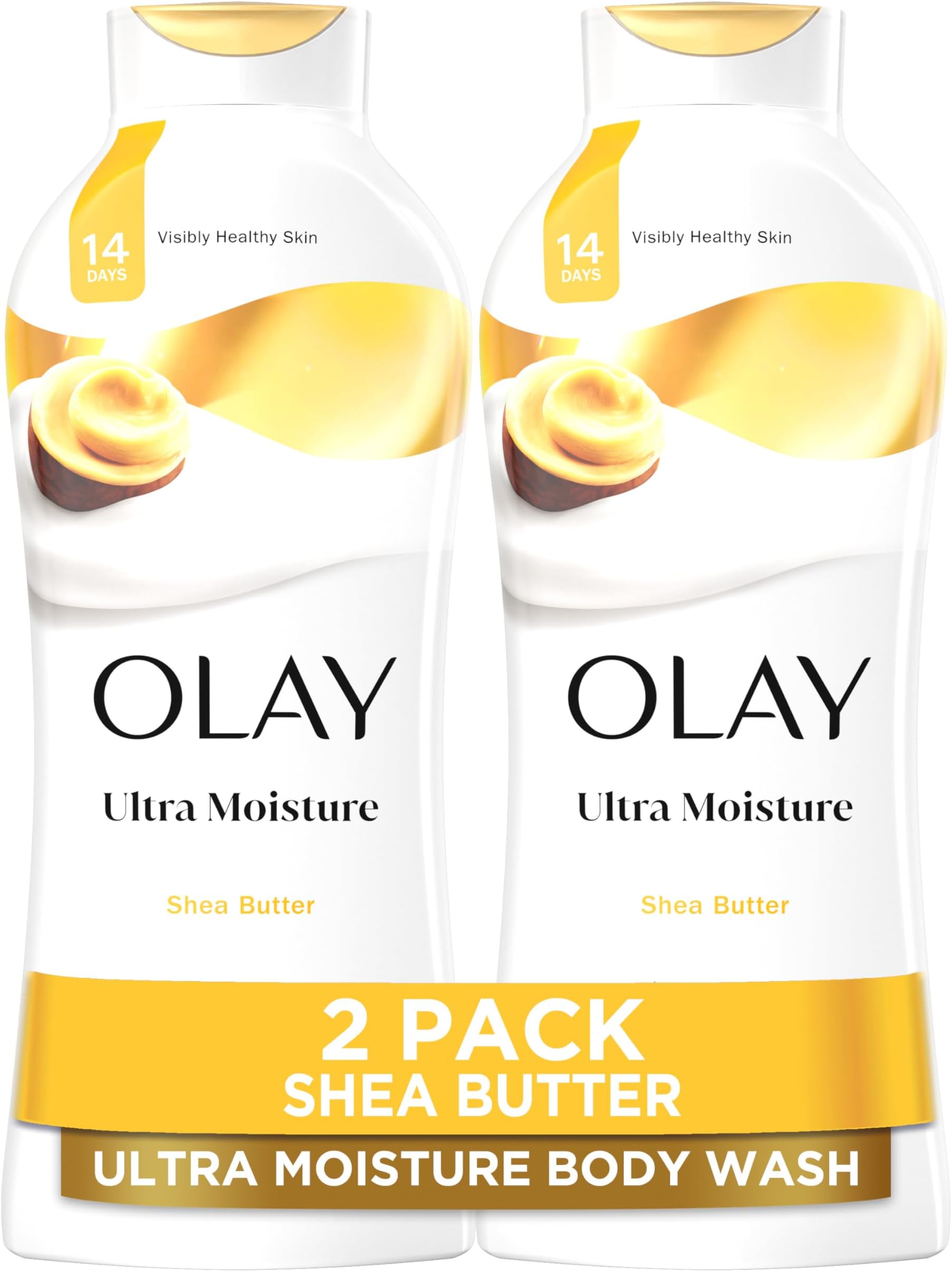 Body Wash for Women, Ultra Moisture, 24hr Moisturizing, Hydrating & Refreshing, B3 Vitamin Complex, Free of Parabens & Phthalates, For All Skin Types, Shea Butter Scent, 22 fl oz (Pack of 2)