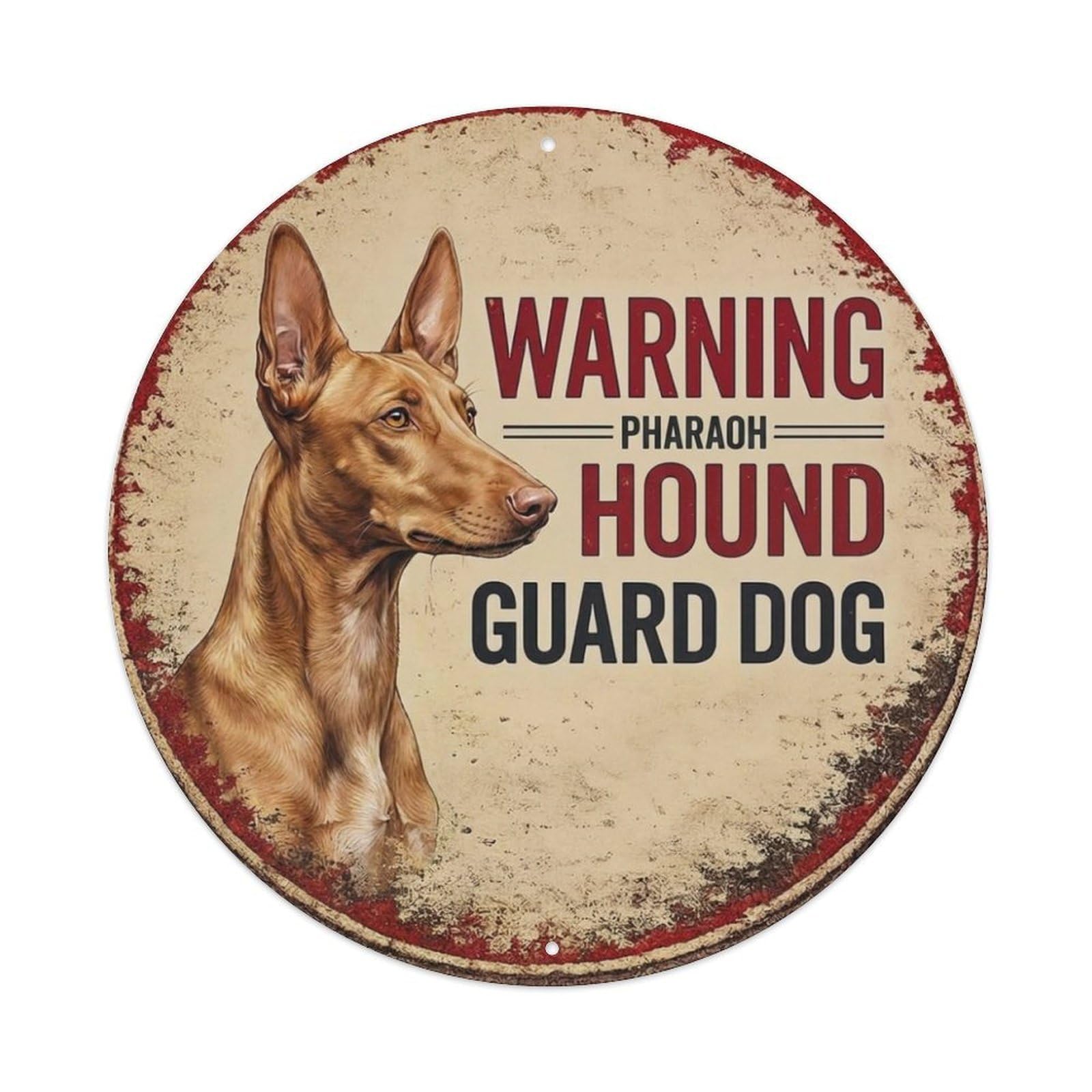 Metal Tin Sign Vintage Warning Pharaoh Hound