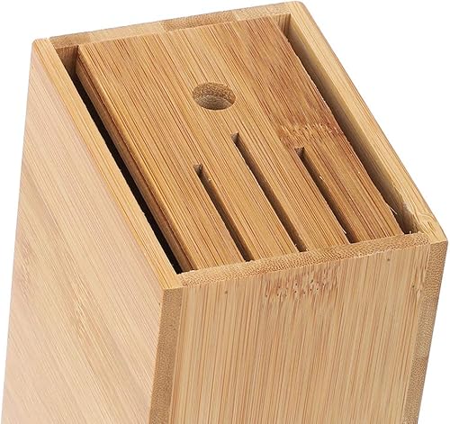 Miniatura 5 de Bloque de cuchillos universal de 6 ranuras sin cuchillos, bloque de carnicero de encimera y organizador con ranuras anchas para un fácil