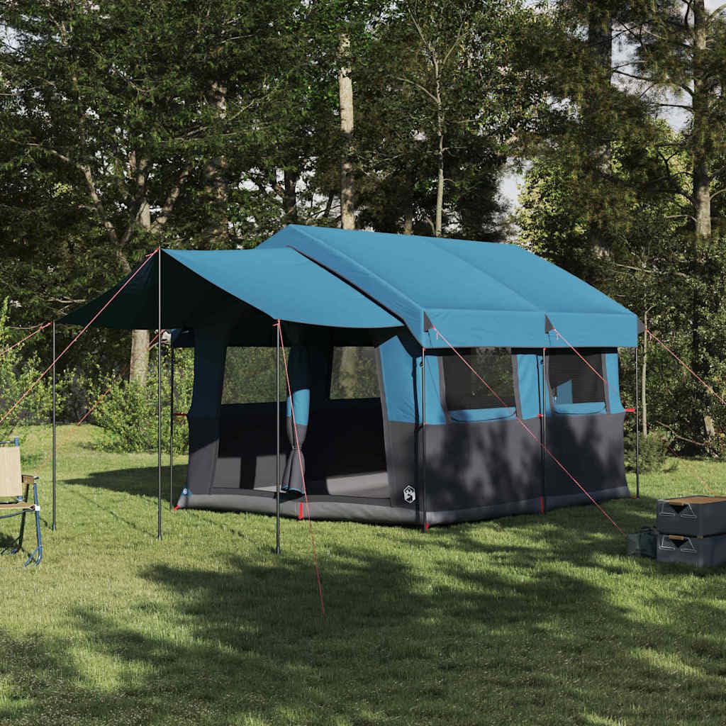 Wasserfestes Familienzelt für 4 Personen, Grün und Weiß, 324 x 255 x 230 cm, aus 185T Polyester mit PU-Beschichtung, inklusive abnehmbarem Regenverdeck, Licht-Haken