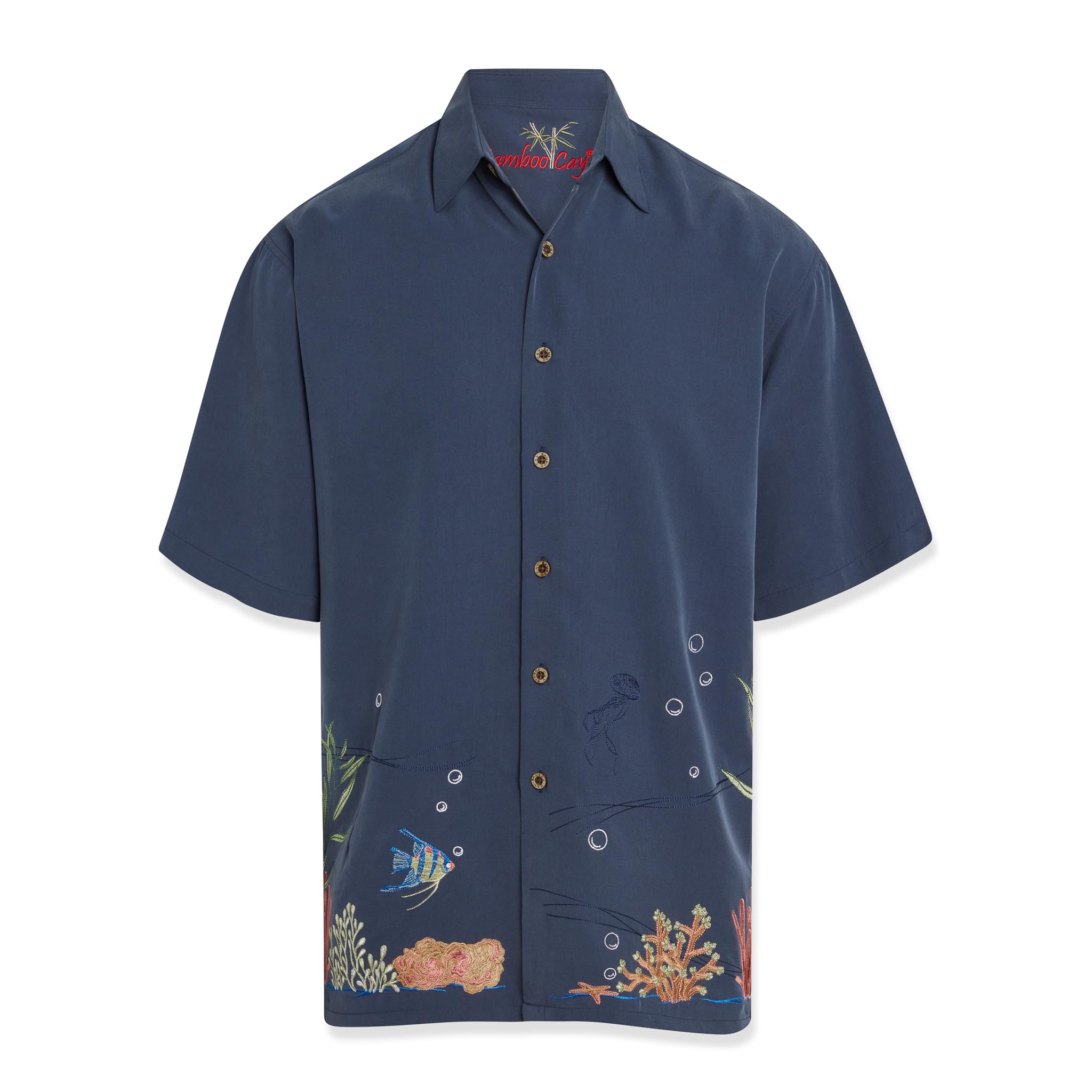 Men's Coral Harmony Embroidered Casual Button Down Shirt