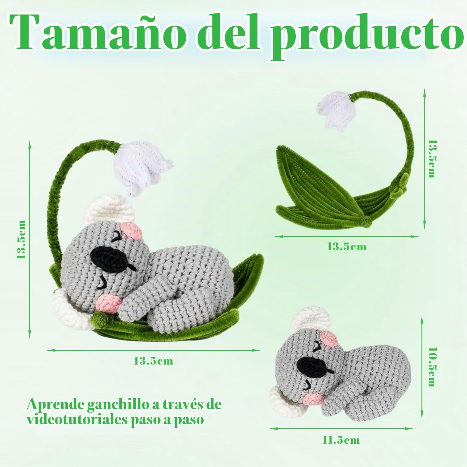 Juego de Crochet para Principiantes – Crochet de Koala con Guía en Video, Tutorial Paso a Paso, Set de Inicio para Tejer Animales DIY con Aguja, Lana y Accesorios, ideal para Adultos y